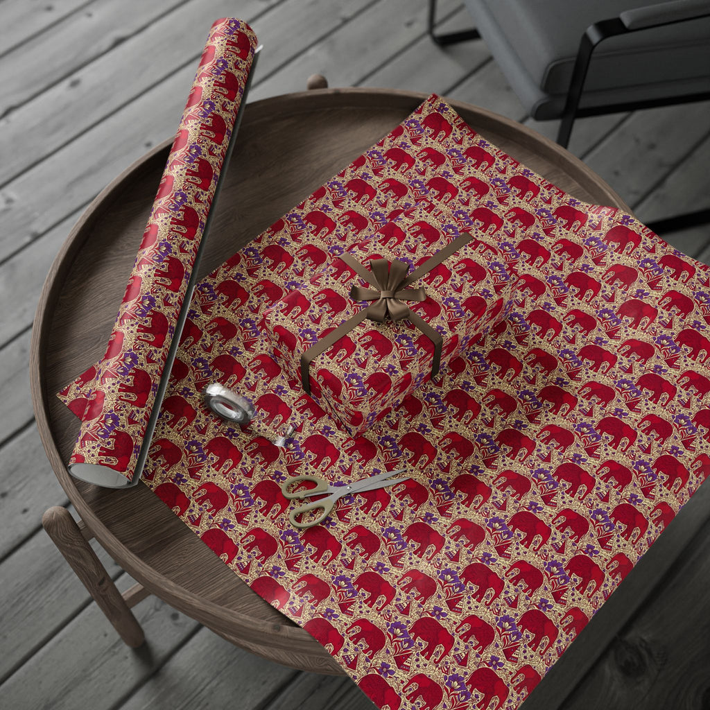 Crimson & Cream Regal Pattern — African American Gift Wrap by Family Wrap Co.