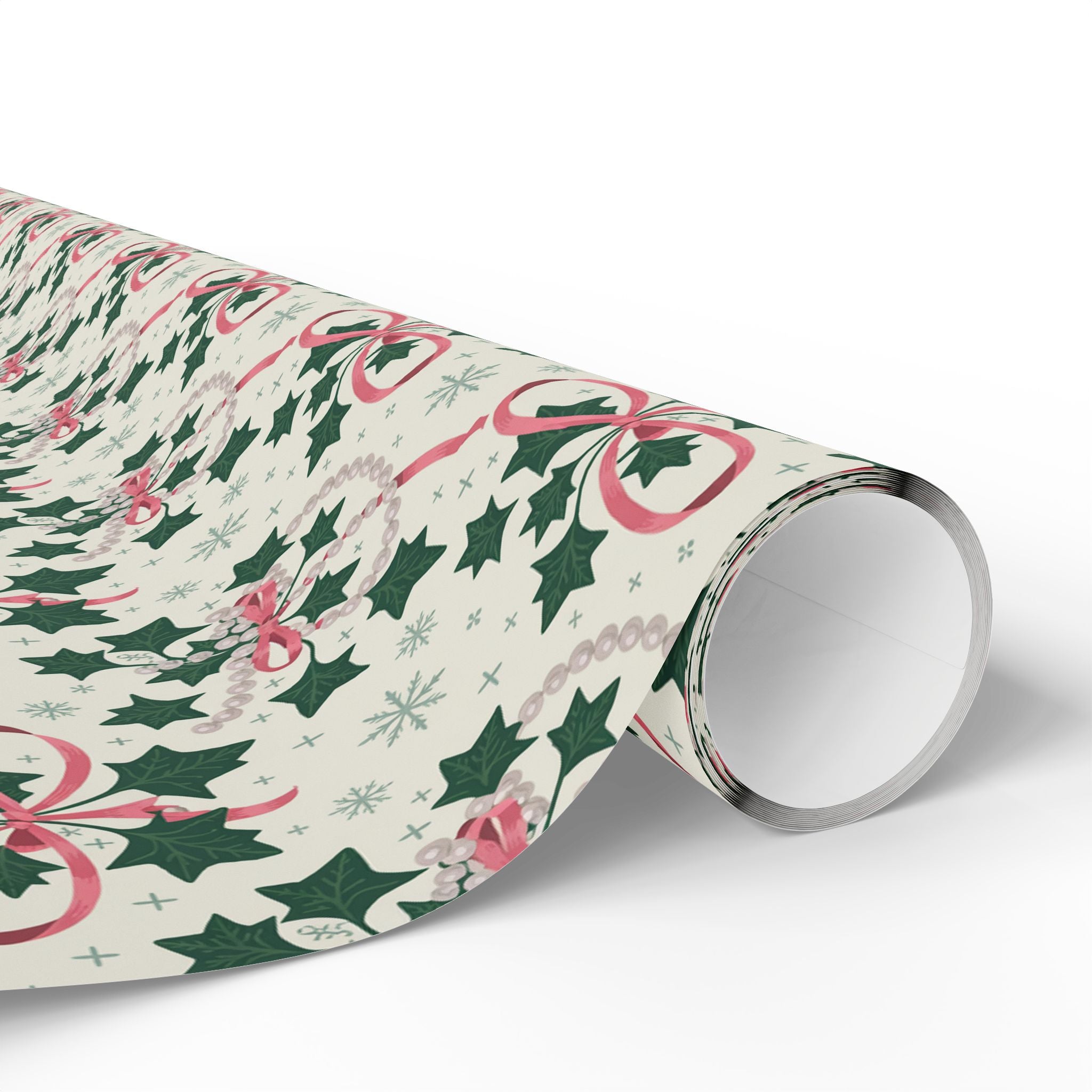 Mr. & Mrs. Claus Sweet Treats Pink & Green Holiday Wrapping Paper — Family Wrap Co.