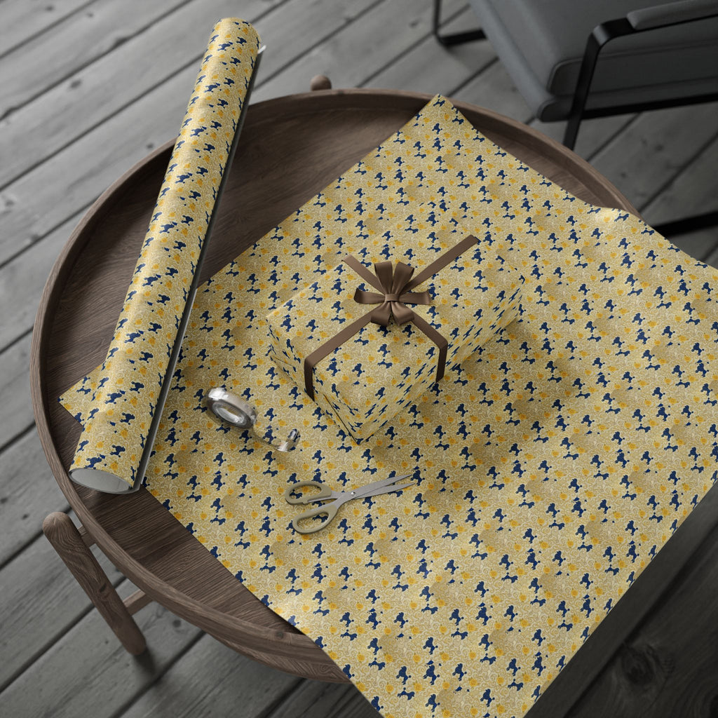 Cobalt Filigree & Poodle Garden — African American Gift Wrap by Family Wrap Co.