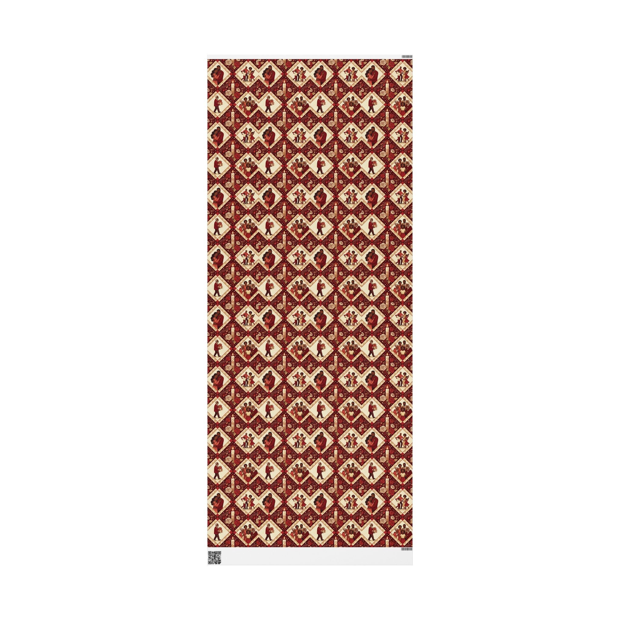 Crimson & Cream Celebration Quilt Wrapping Paper — Family Wrap Co.
