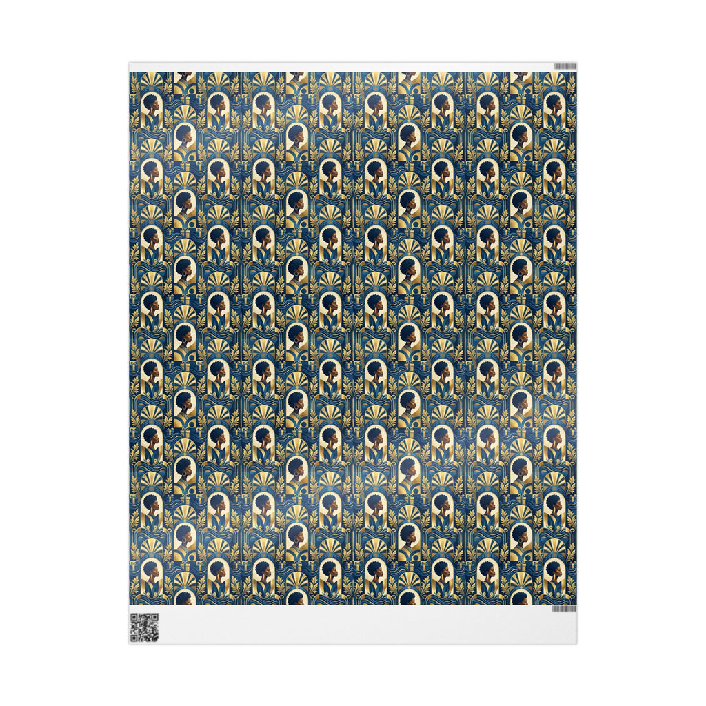 Blue & Gold Modern Muse Mosaic Wrapping Paper — Family Wrap Co.