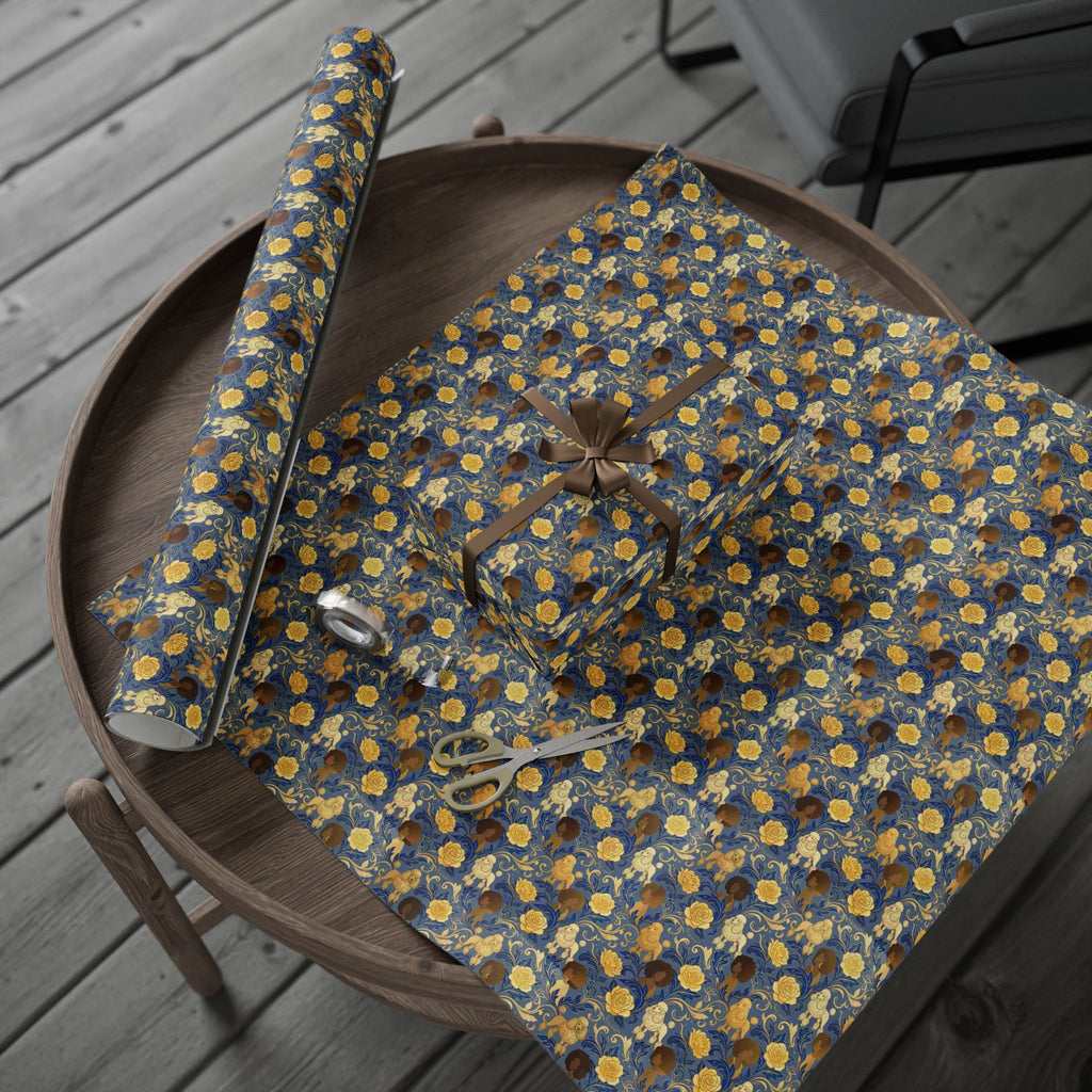Sapphire Crown & Golden Bloom Wrapping Paper — Family Wrap Co.