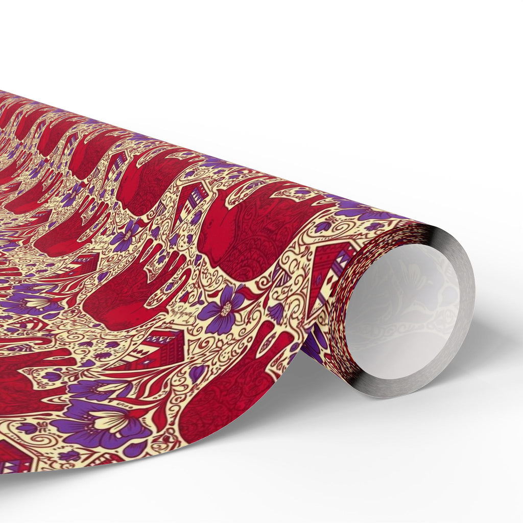 Crimson & Cream Regal Pattern — African American Gift Wrap by Family Wrap Co.
