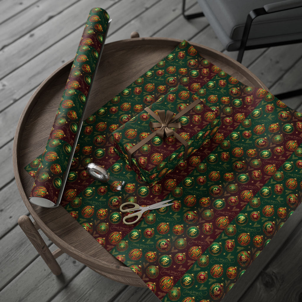 Golden Ornament Celebration Wrapping Paper — Family Wrap Co.