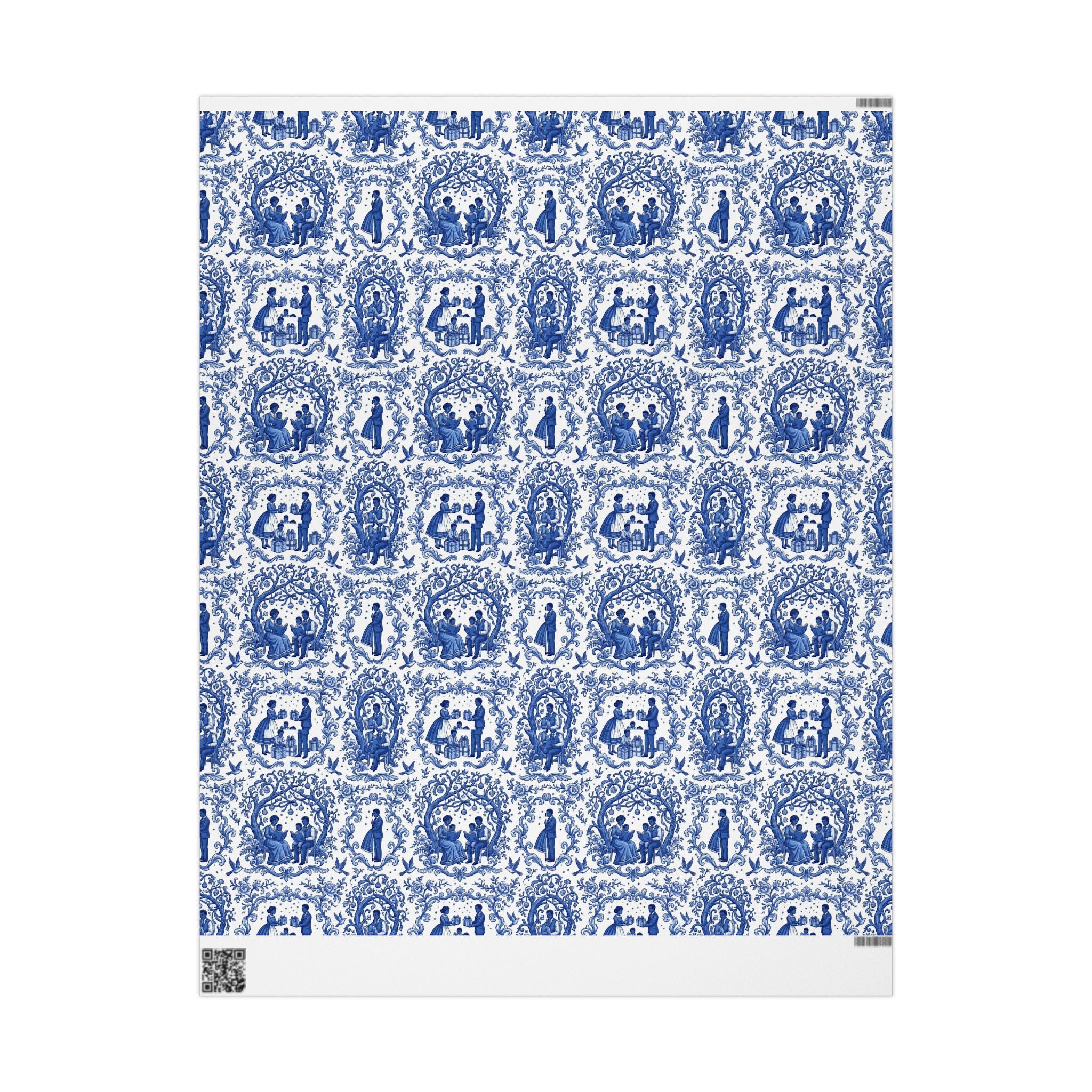 Royal Blue & White Porcelain Toile Wrapping Paper — Family Wrap Co.