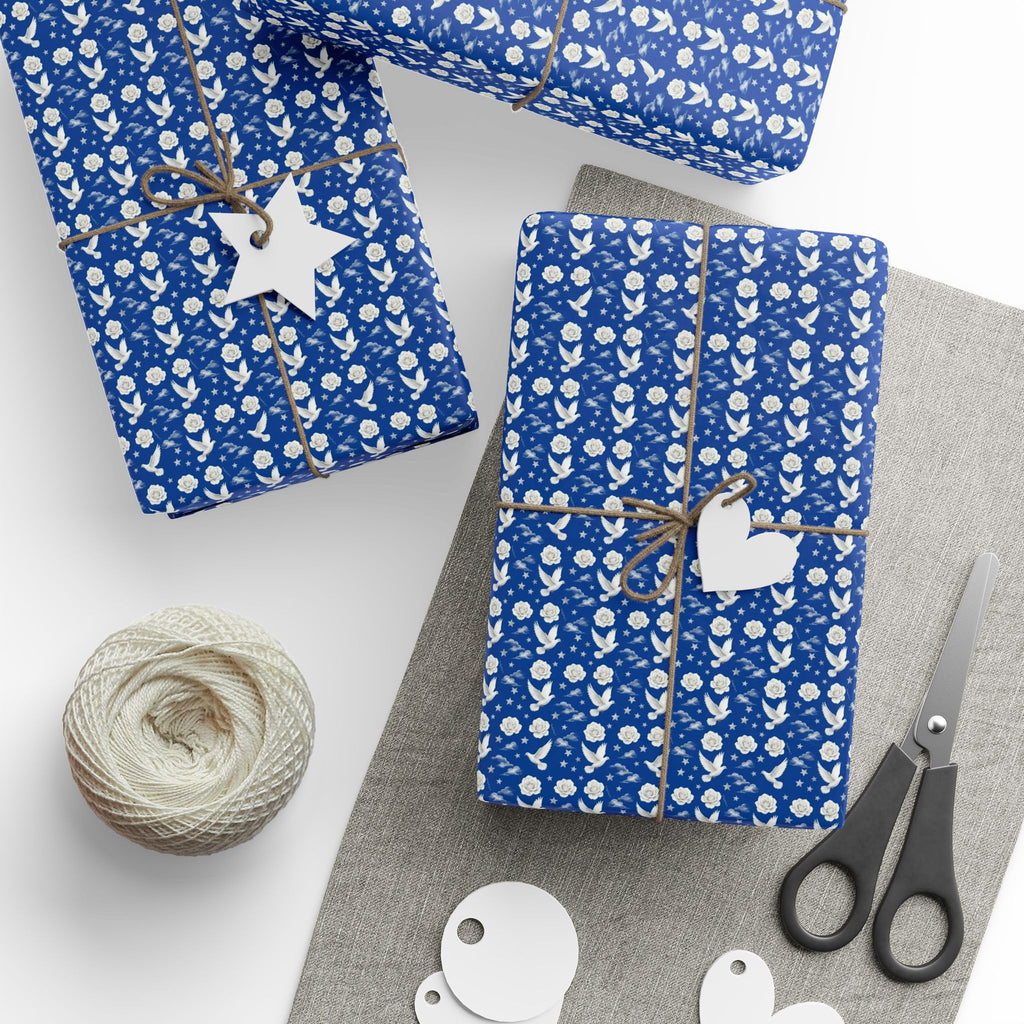 Royal Blue & White Cloud Garden -- Celestial Bloom — African American Gift Wrap by Family Wrap Co.