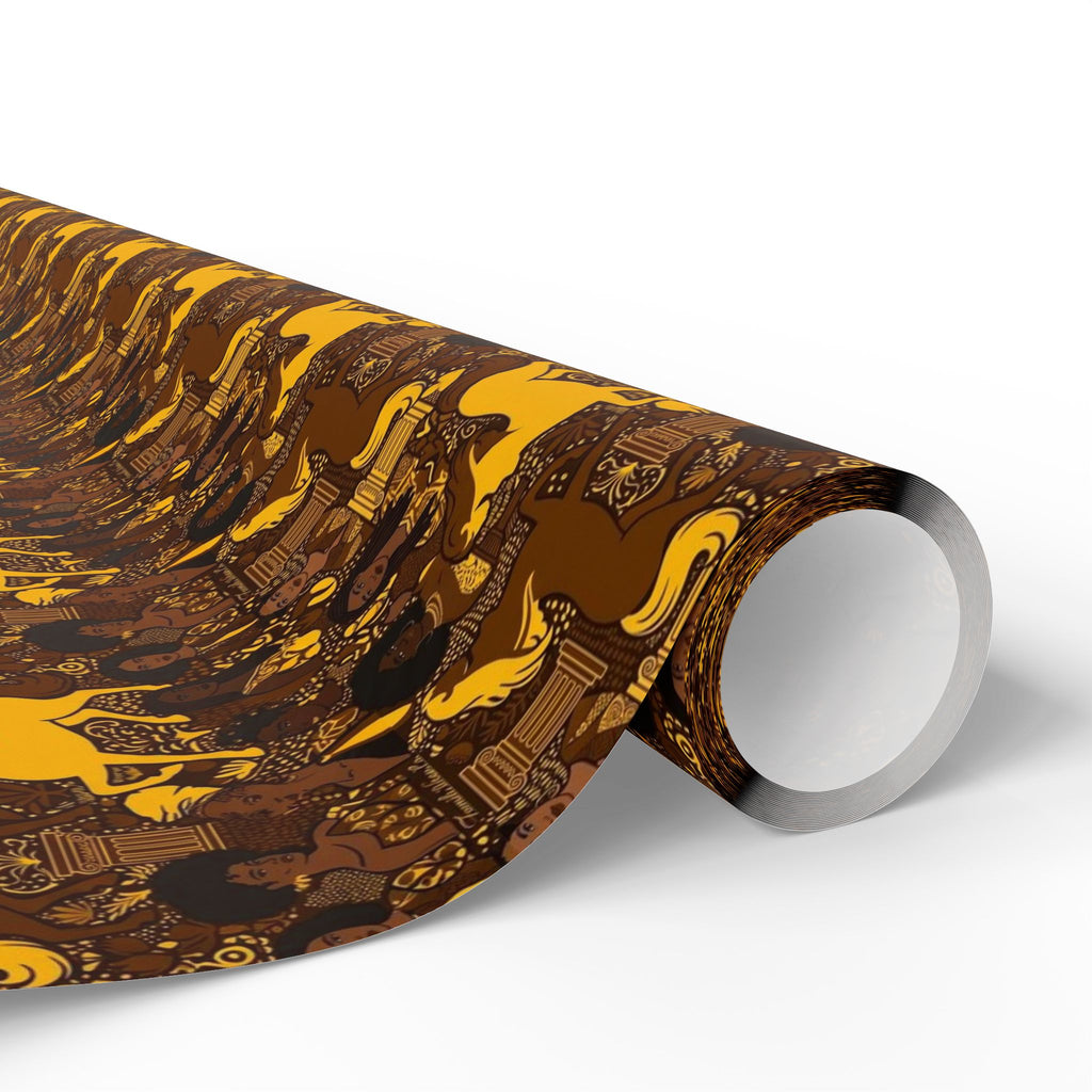 Brown & Gold Heritage Women's Pattern — African American Gift Wrap by Family Wrap Co.