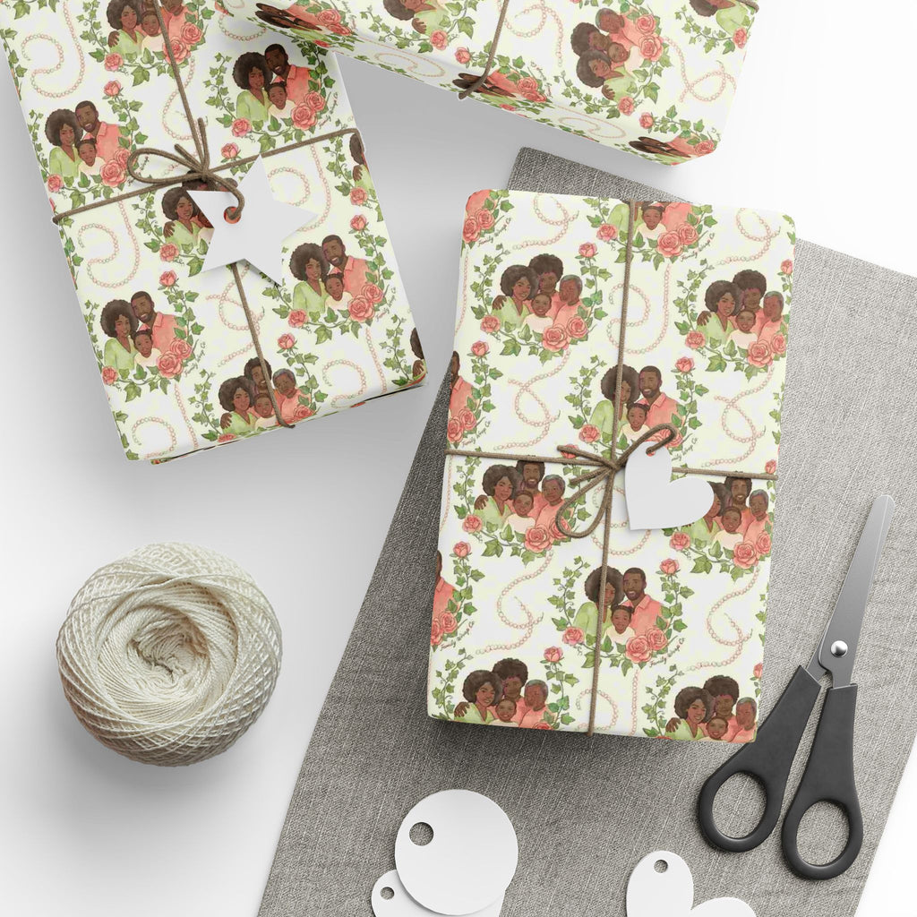Pink & Green Floral Family Garden Gift Wrap — Family Wrap Co.