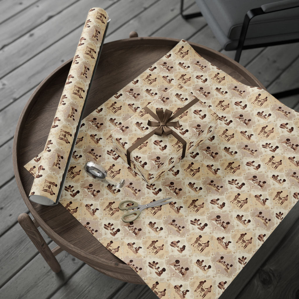 Backyard BBQ Joy — Taupe & Sand Wrapping Paper — Family Wrap Co.