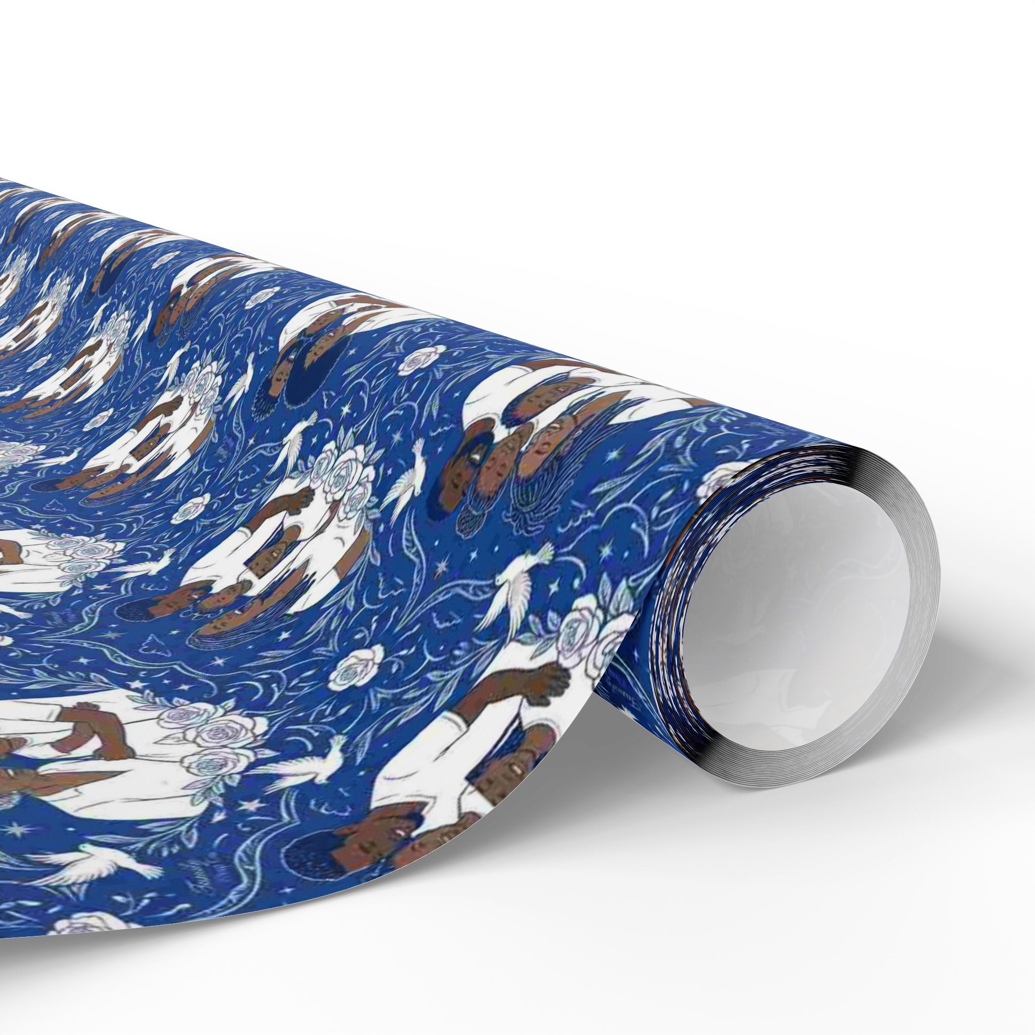 Star Rise Families of Light — Royal Blue & Silver Celestial Wrapping Paper — Family Wrap Co.