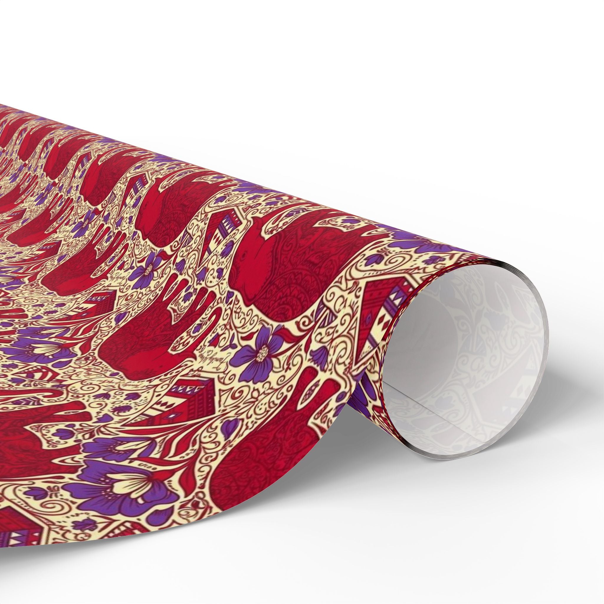 Crimson & Cream Regal Pattern — African American Gift Wrap by Family Wrap Co.