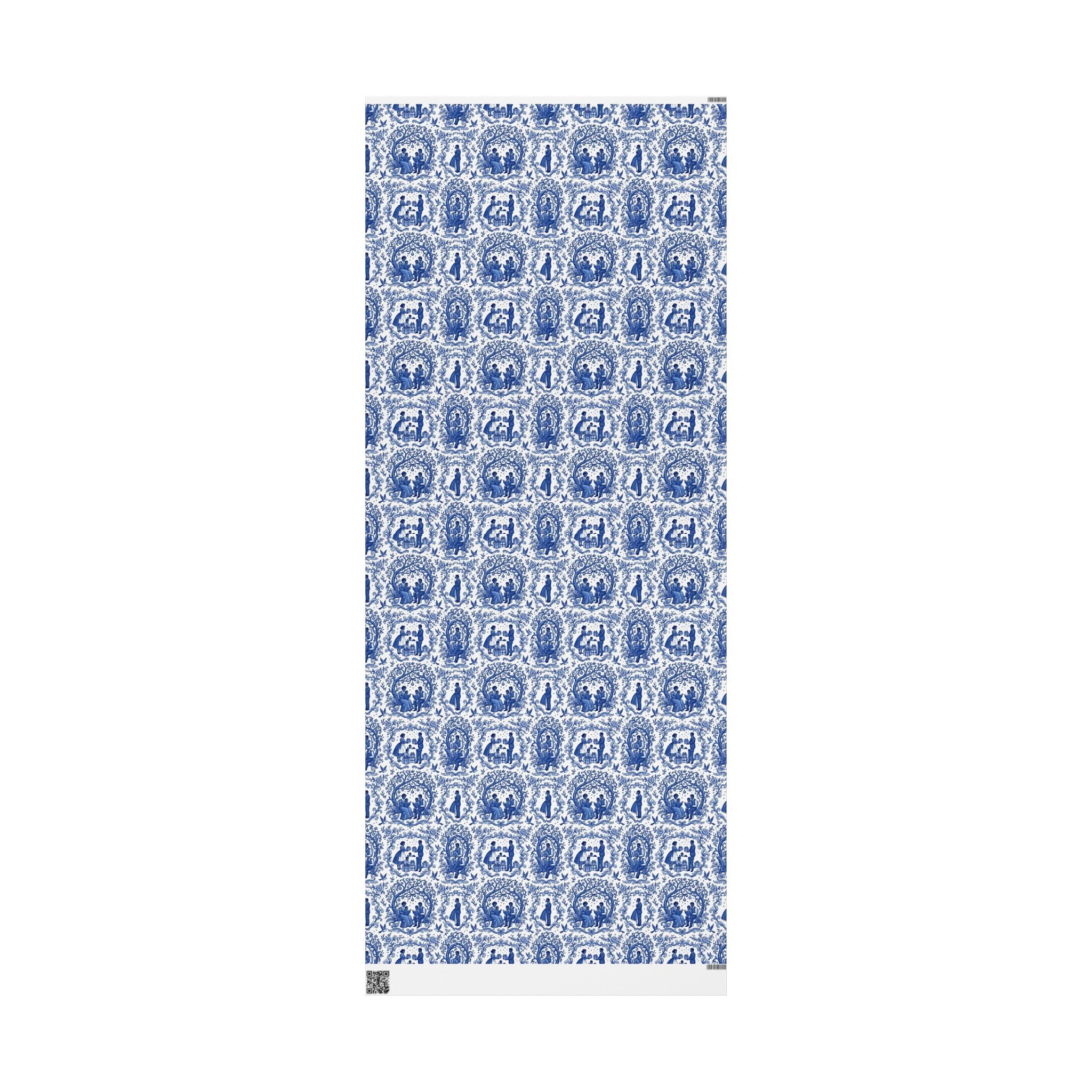Royal Blue & White Porcelain Toile Wrapping Paper — Family Wrap Co.