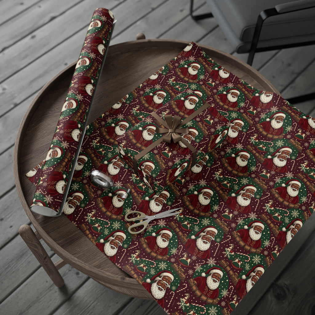 Jolly Black Santa Workshop Pattern — African American Gift Wrap by Family Wrap Co.