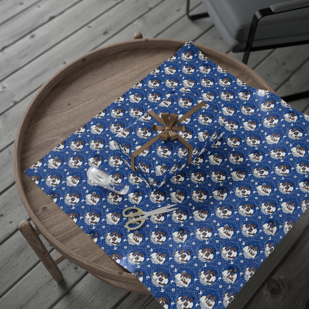 Star Rise Families of Light — Royal Blue & Silver Celestial Wrapping Paper — Family Wrap Co.
