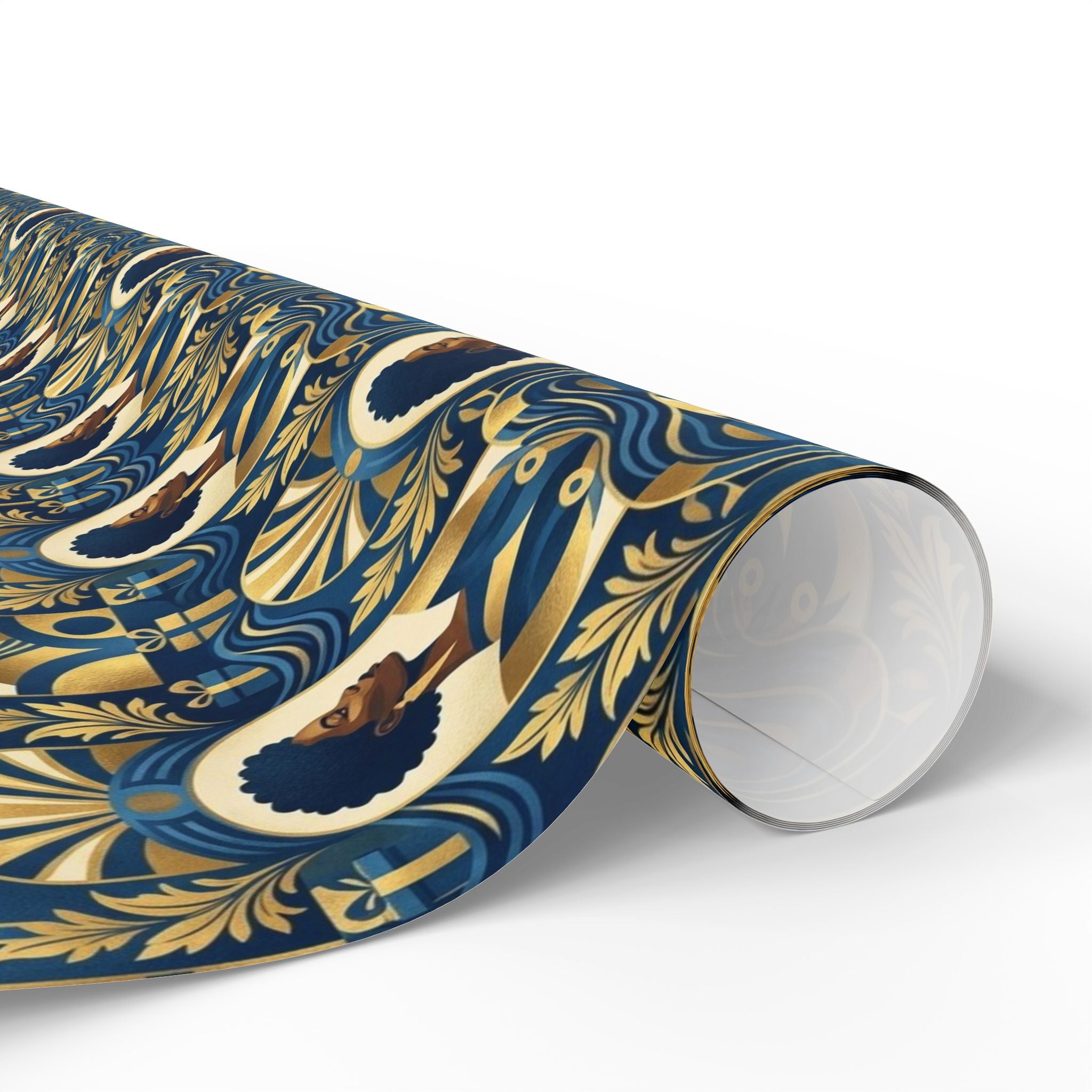 Blue & Gold Modern Muse Mosaic Wrapping Paper — Family Wrap Co.