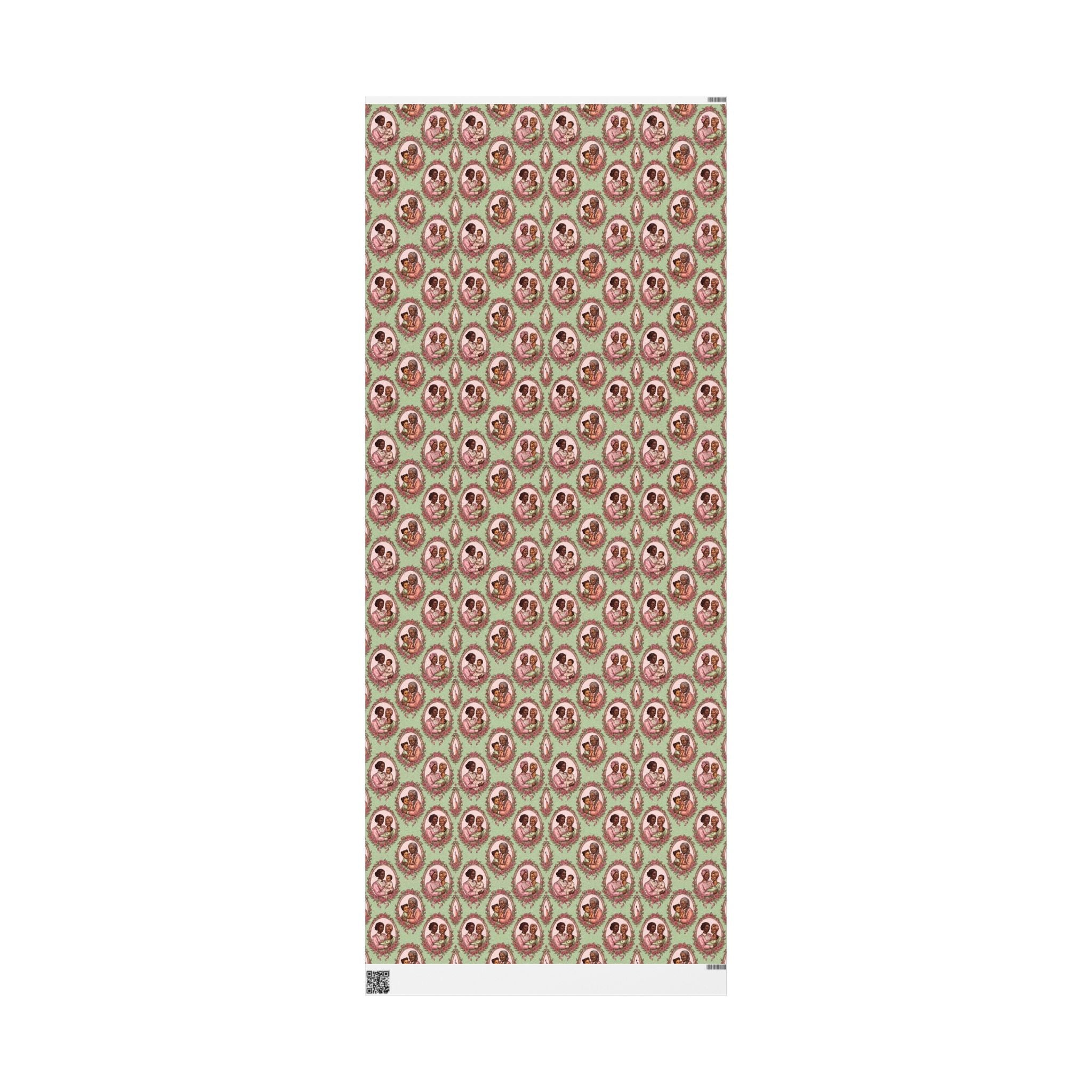 Pink & Green Family Portrait Wrapping Paper — Family Wrap Co.