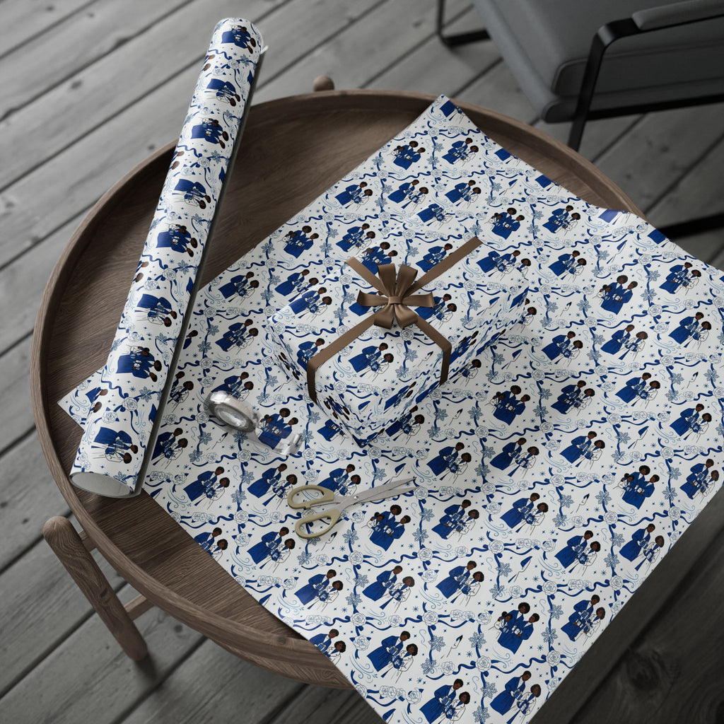 Royal Blue & White Winter Grace Gift Wrap — Family Wrap Co.