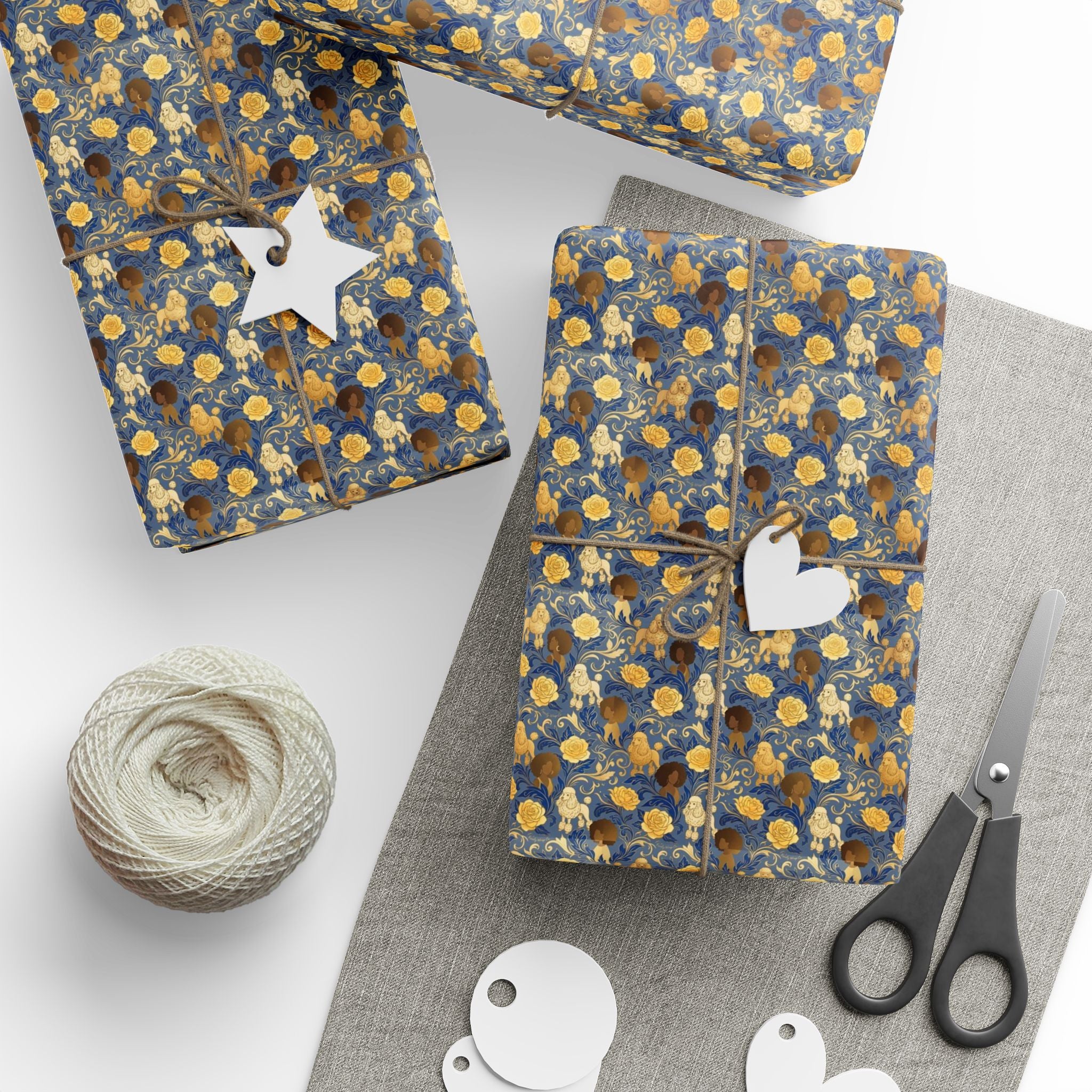 Sapphire Crown & Golden Bloom — African American Gift Wrap by Family Wrap Co.