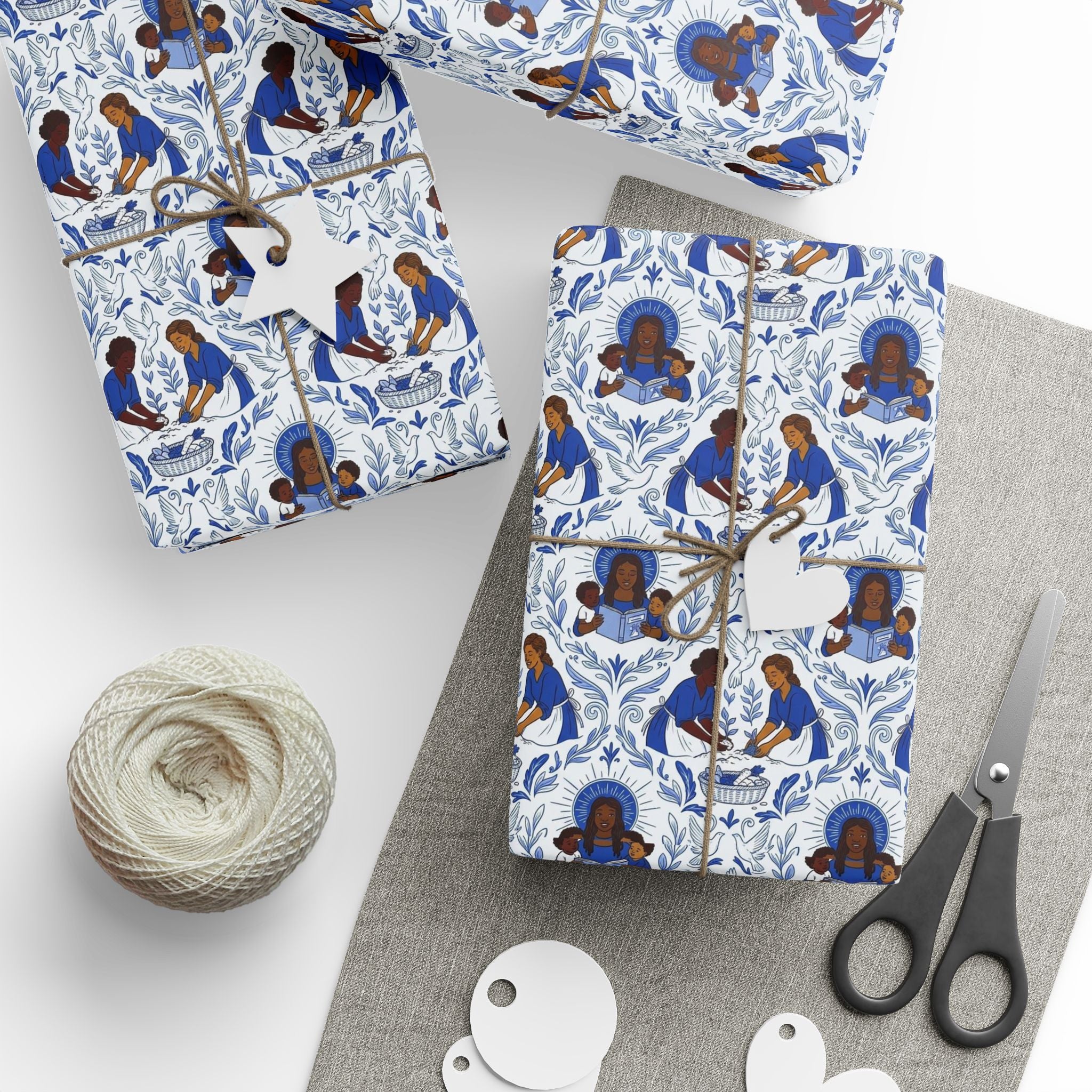 Royal Blue & White Luxury Wrapping Paper — Family Wrap Co.