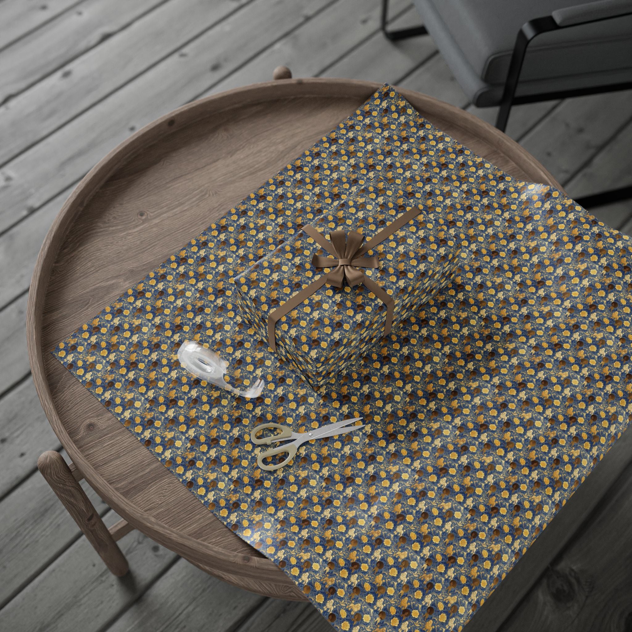 Sapphire Crown & Golden Bloom — African American Gift Wrap by Family Wrap Co.