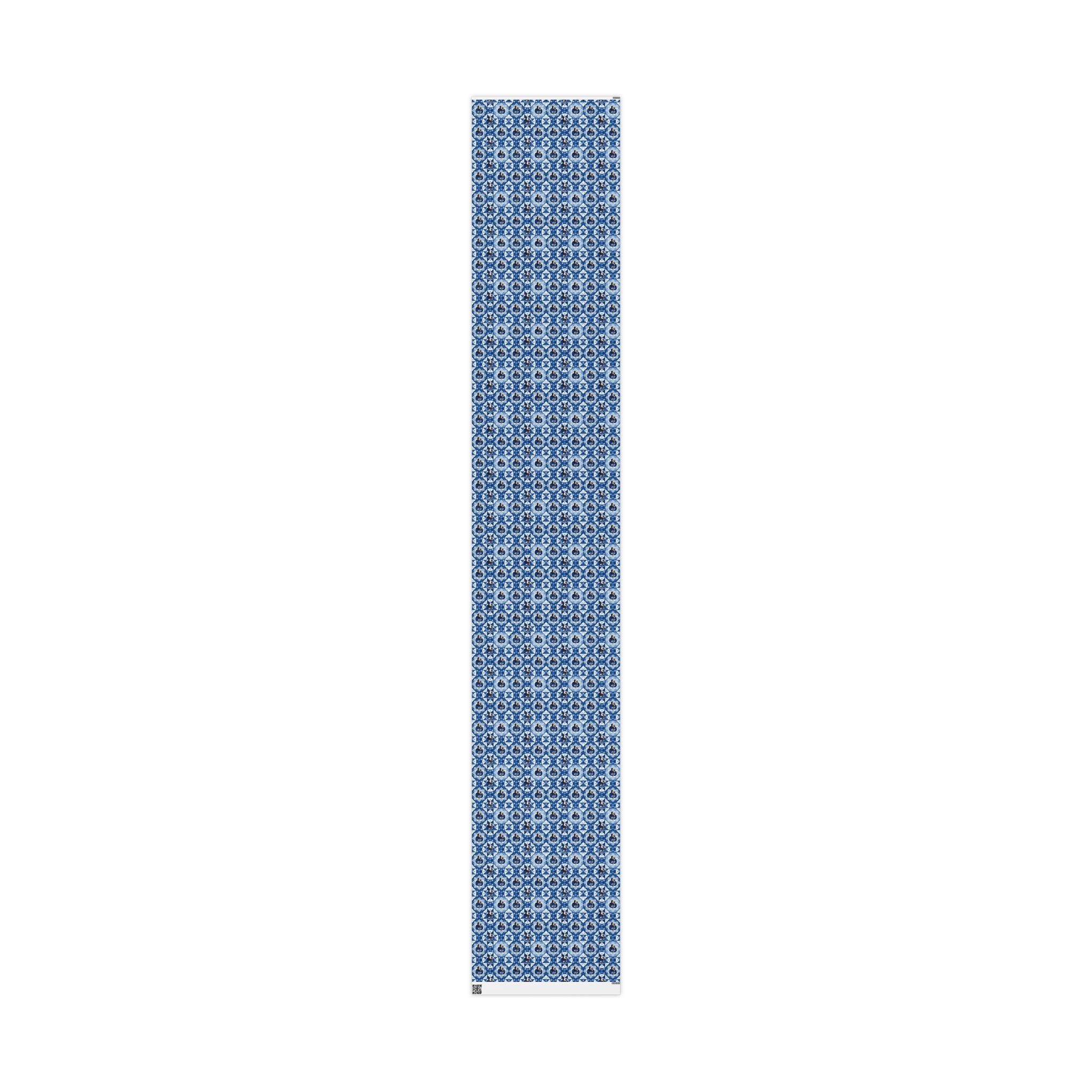 Royal Blue & White Snowflake Quilt Wrapping Paper — Family Wrap Co.