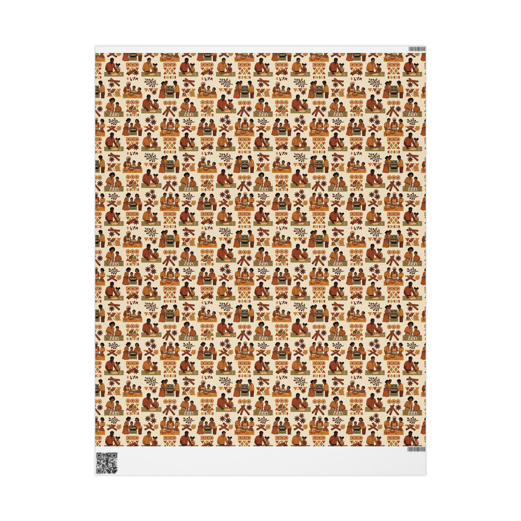 Holiday Baking Together — Burnt Sienna Warmth Wrapping Paper — Family Wrap Co.