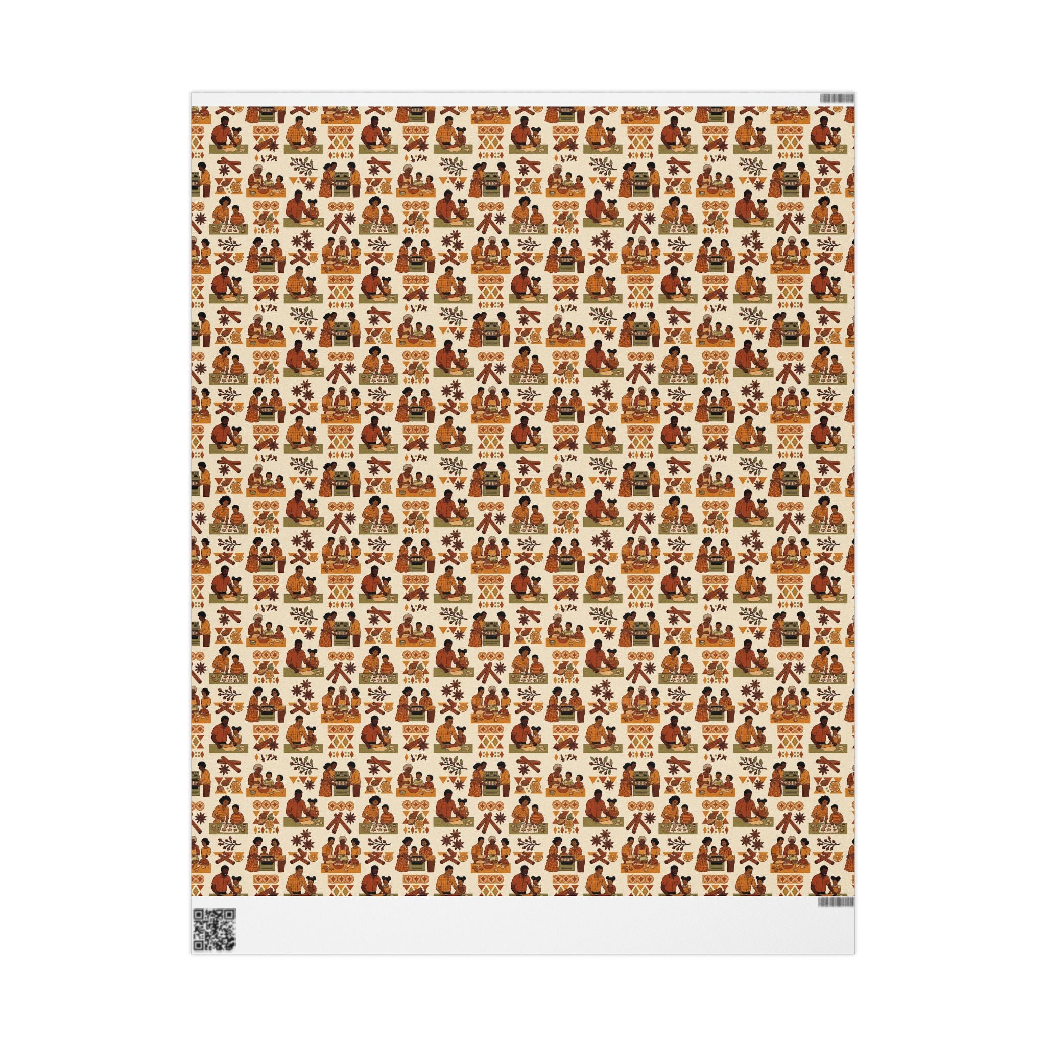 Holiday Baking Together — Burnt Sienna Warmth Wrapping Paper — Family Wrap Co.