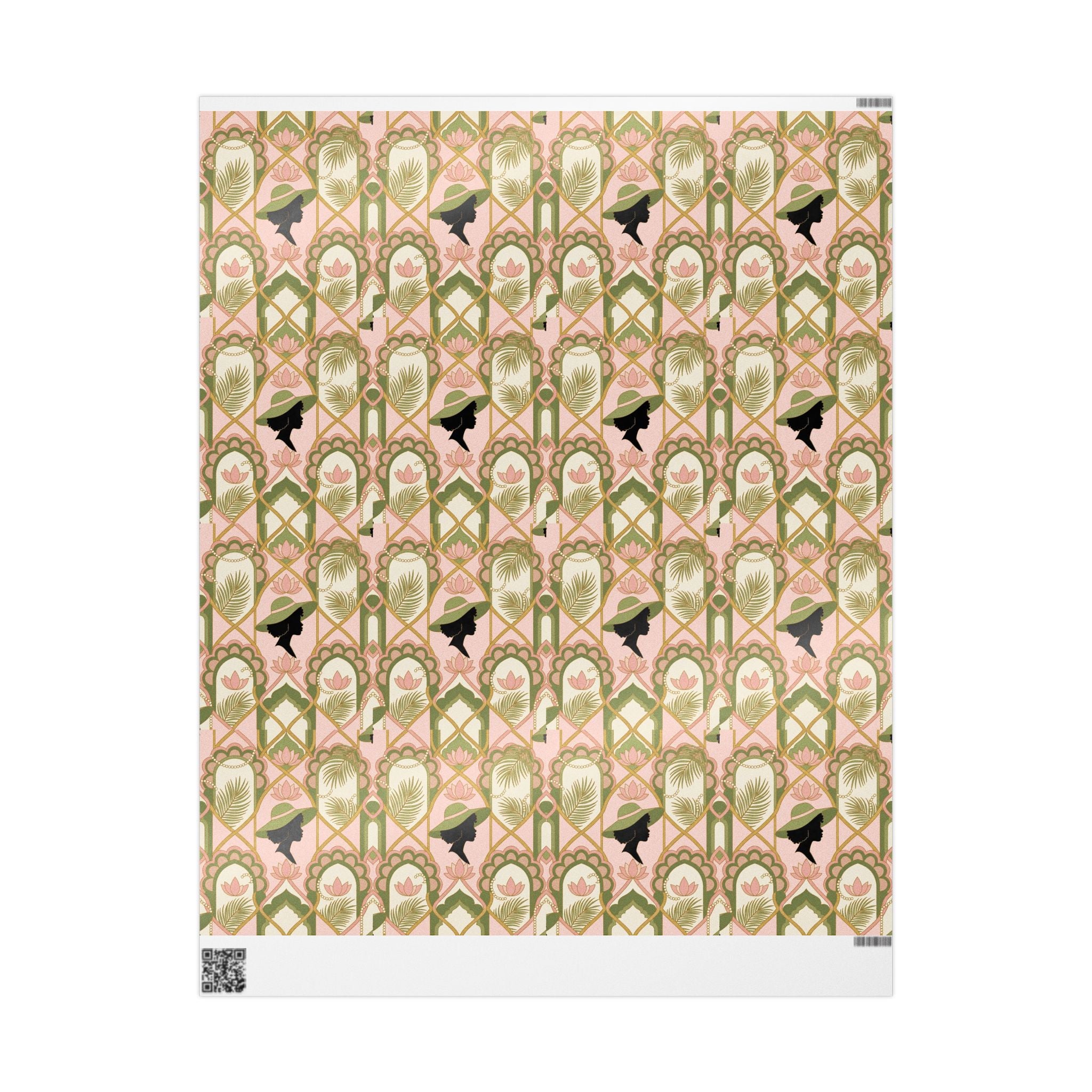 Pink & Green Deco Bloom Silhouettes Gift Wrap — Family Wrap Co.