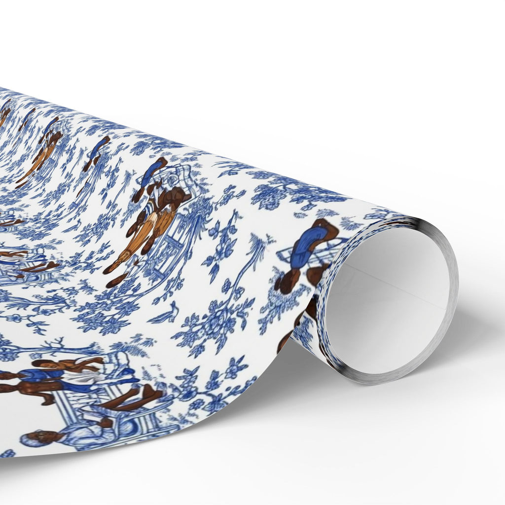 Royal Blue & White Toile Heritage Wrapping Paper — Family Wrap Co.