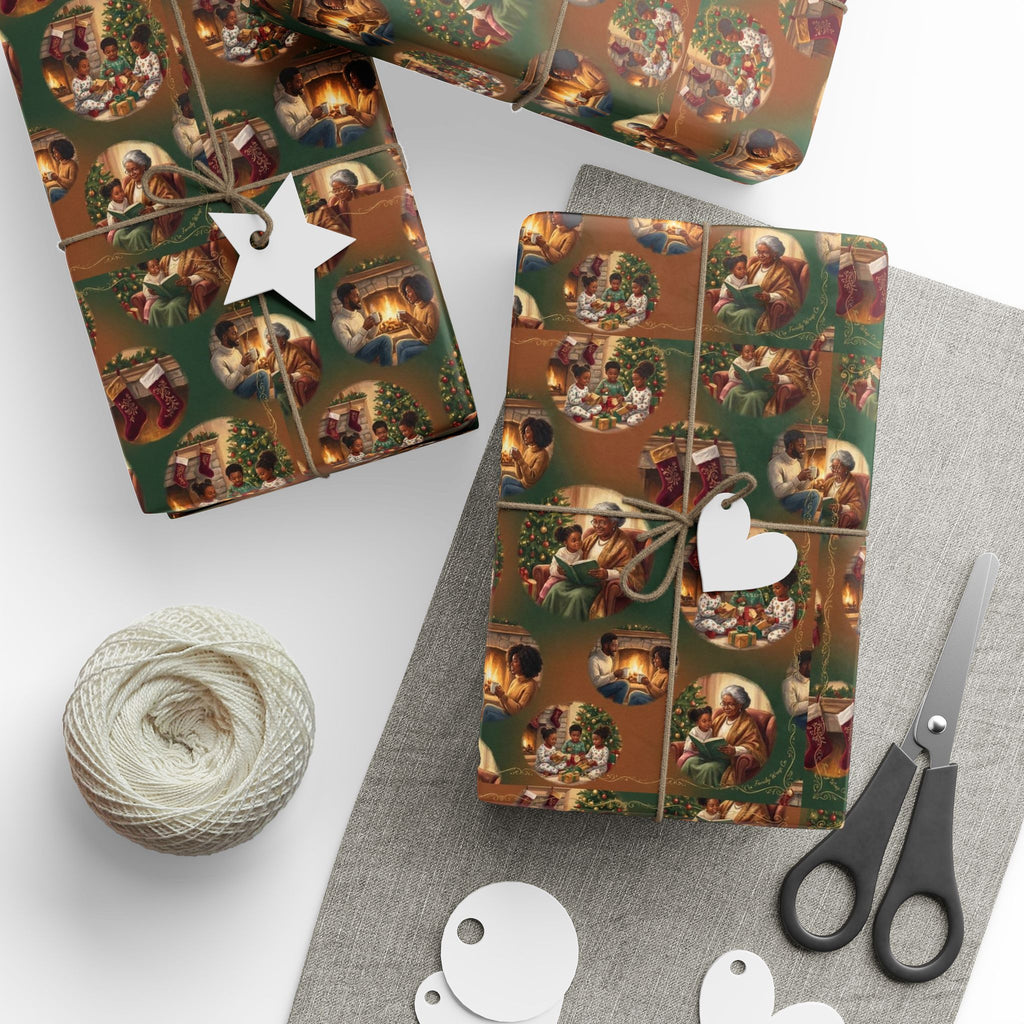 Holiday Hearthside Memories Pattern — African American Gift Wrap by Family Wrap Co.