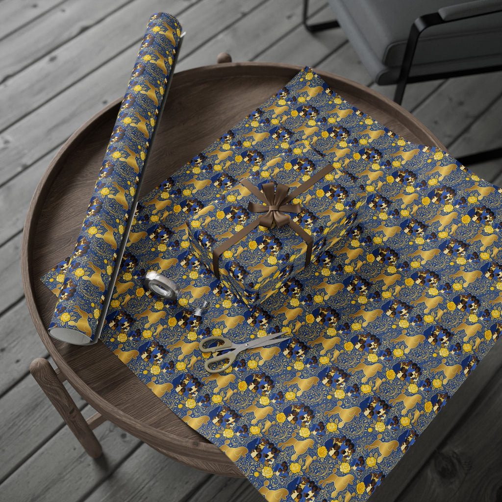 Blue & Gold Family Prestige Wrap — African American Gift Wrap by Family Wrap Co.