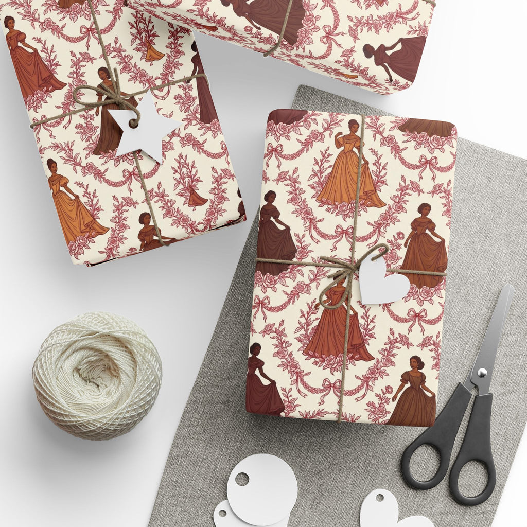 Crimson & Cream Toile Elegance Wrapping Paper — Family Wrap Co.
