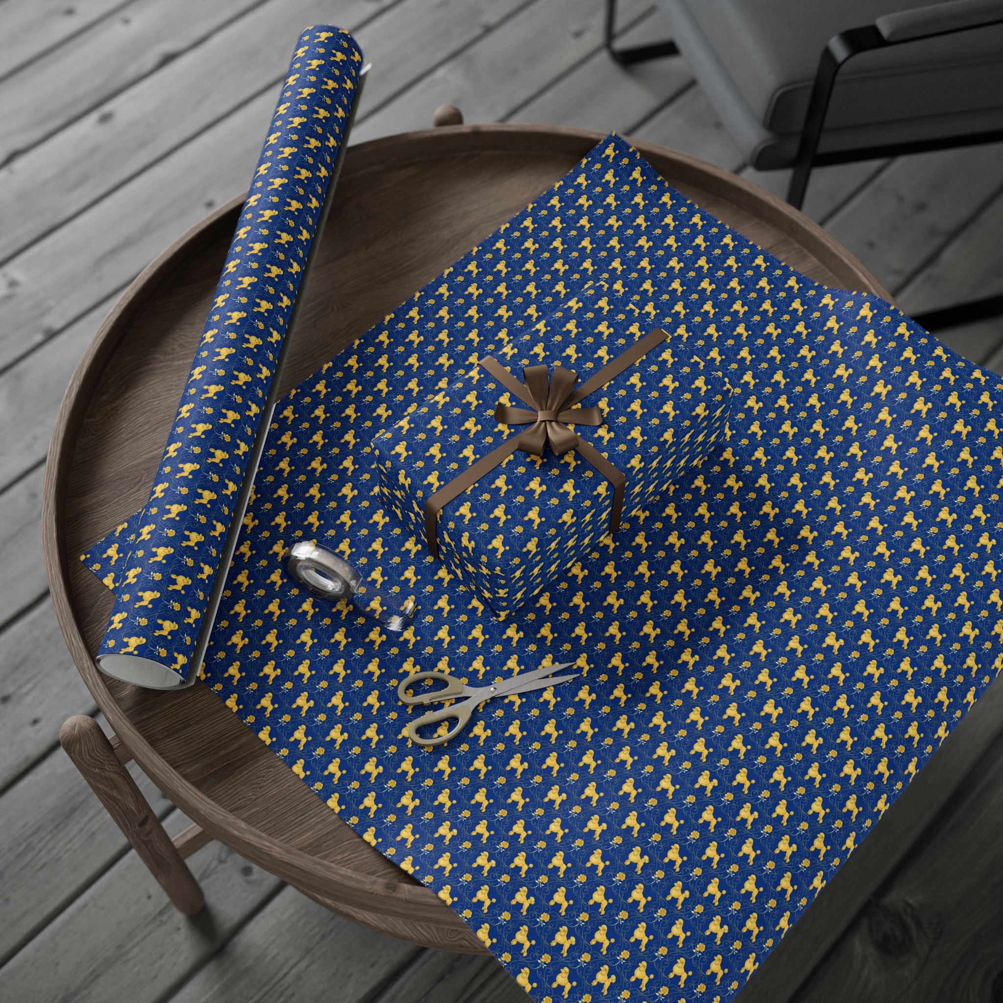 Golden Poodle & Yellow Rose Pattern — African American Gift Wrap by Family Wrap Co.