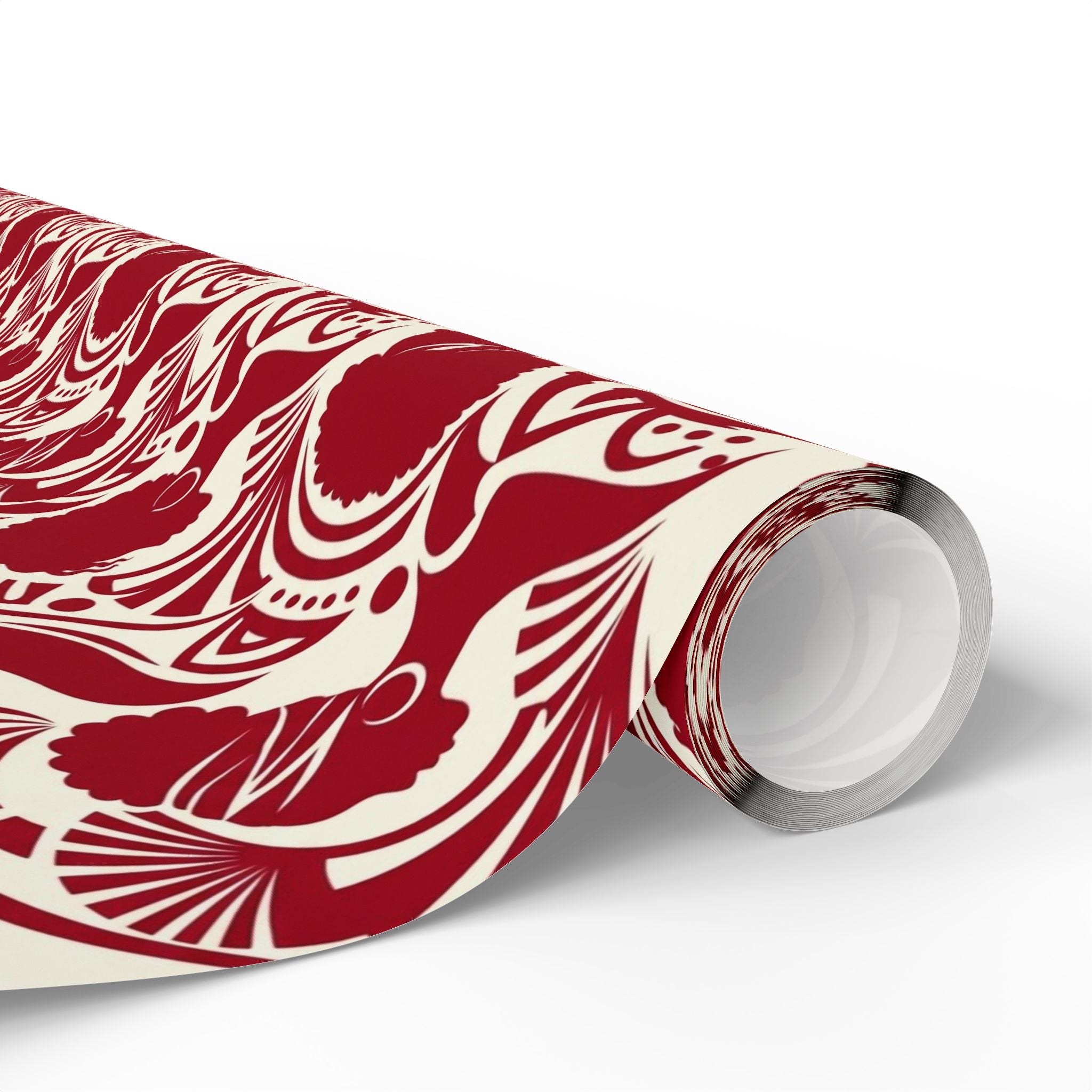 Crimson & Cream Modern Silhouette Rhythm Gift Wrap — Family Wrap Co.
