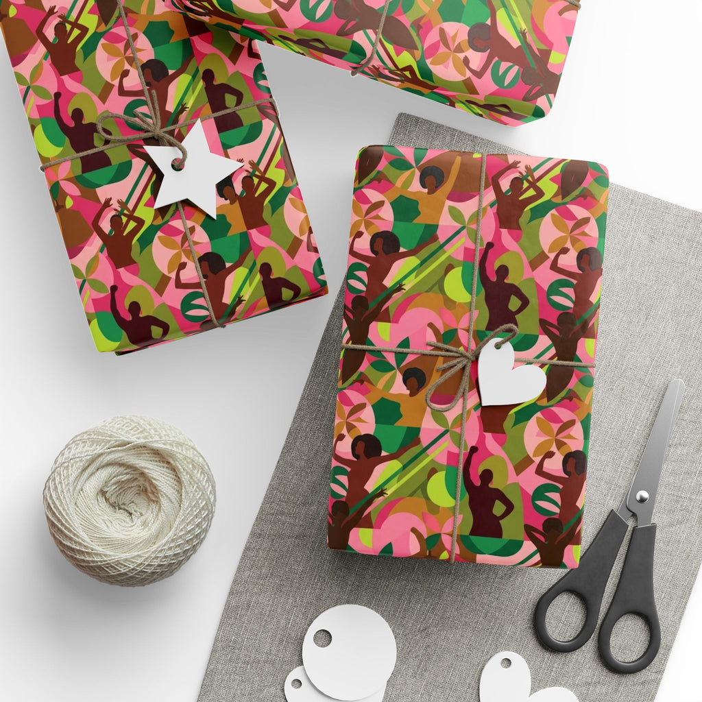 Pink & Green Abstract Figures Wrapping Paper — Family Wrap Co.