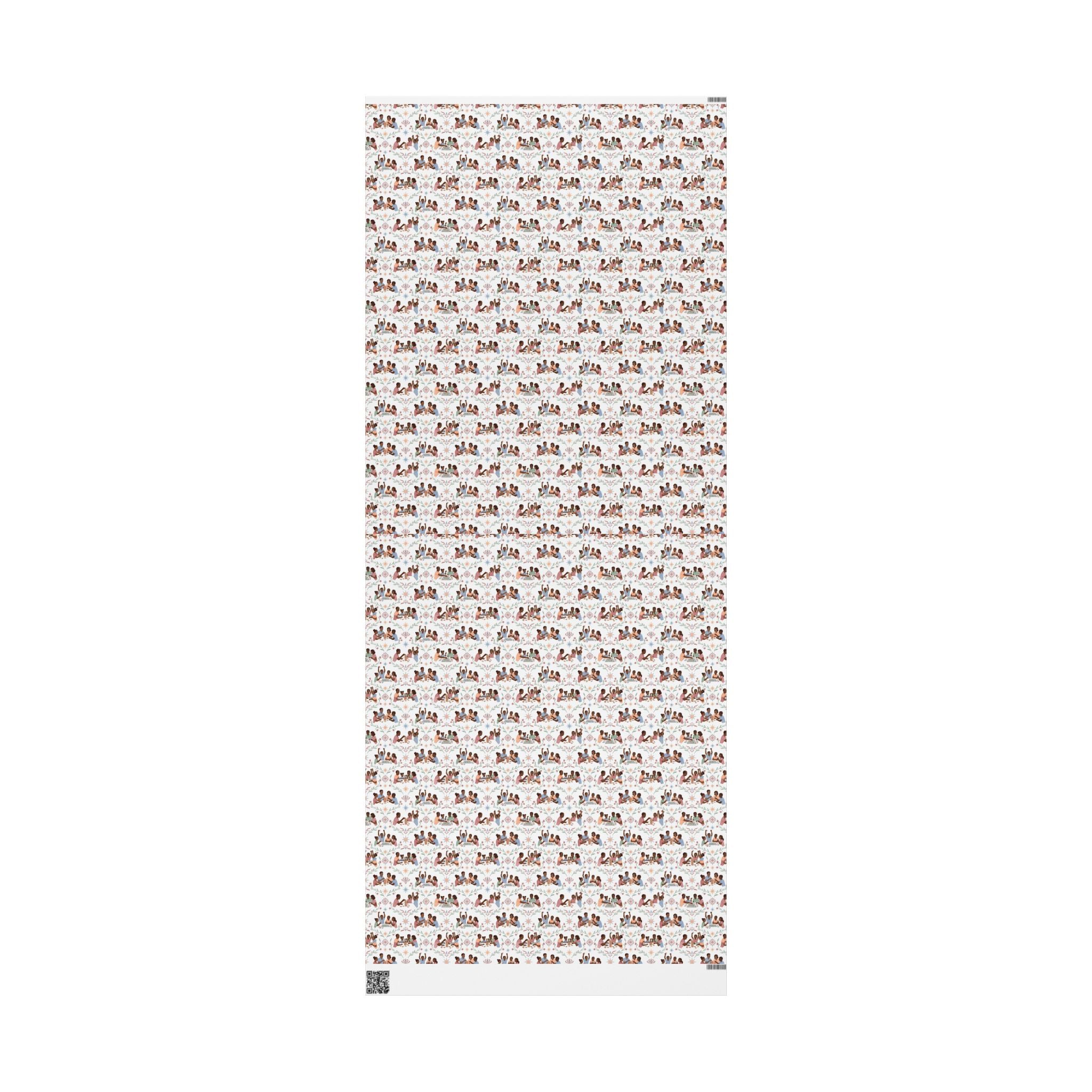 Family Game Night — Dusty Rose & Powder Blue Wrapping Paper — Family Wrap Co.