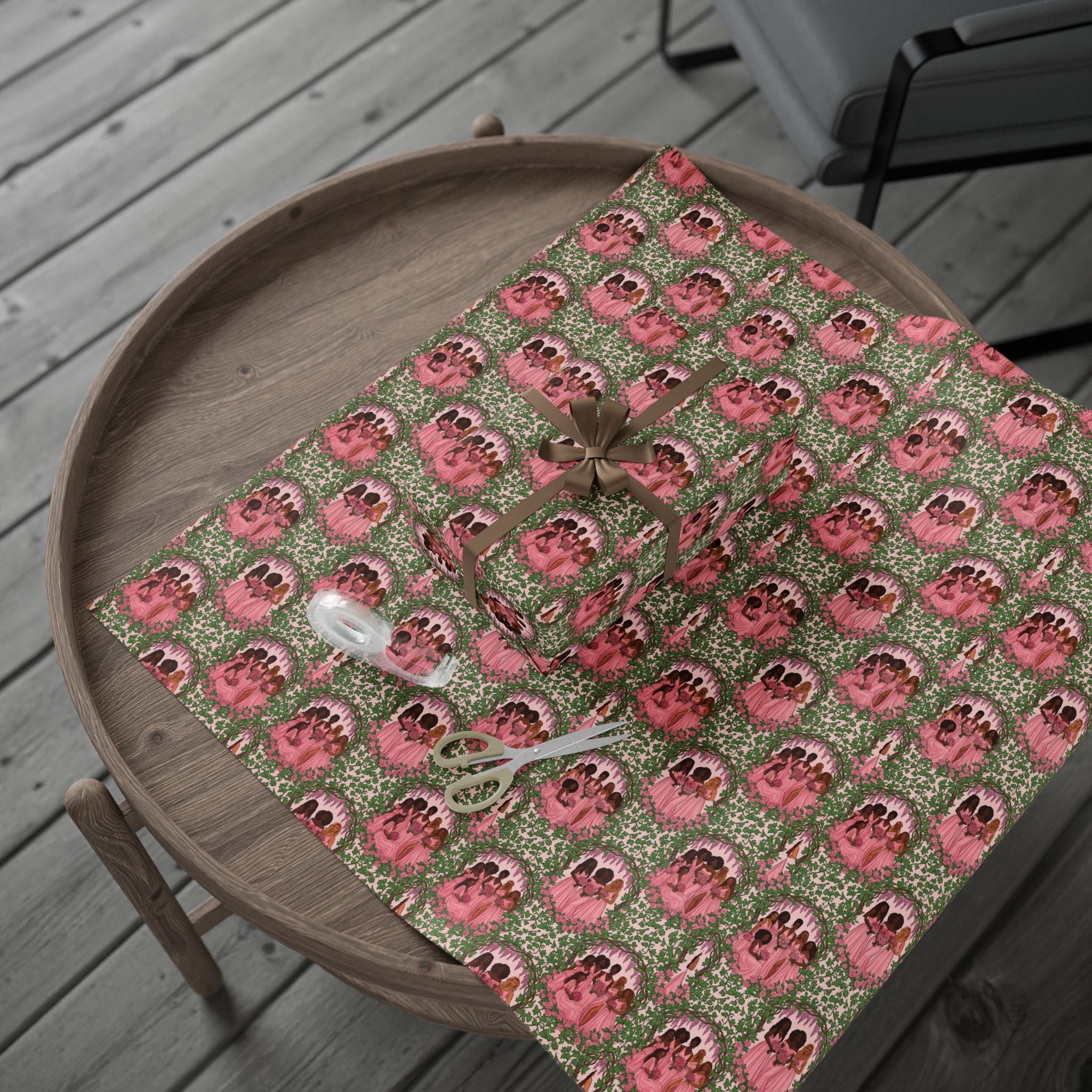 Pink & Green Garden Party Wrapping Paper — Family Wrap Co.