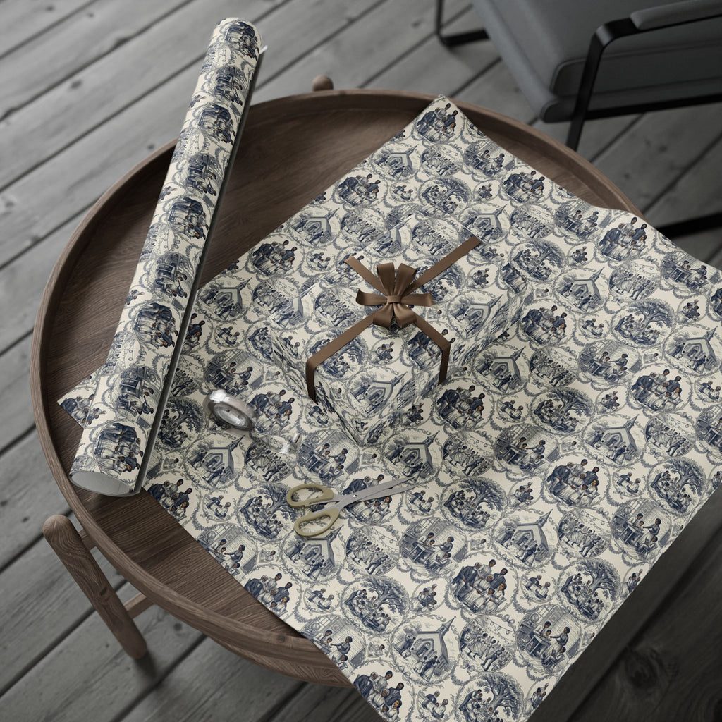 Navy & Cream Family Heritage Wrapping Paper — Family Wrap Co.