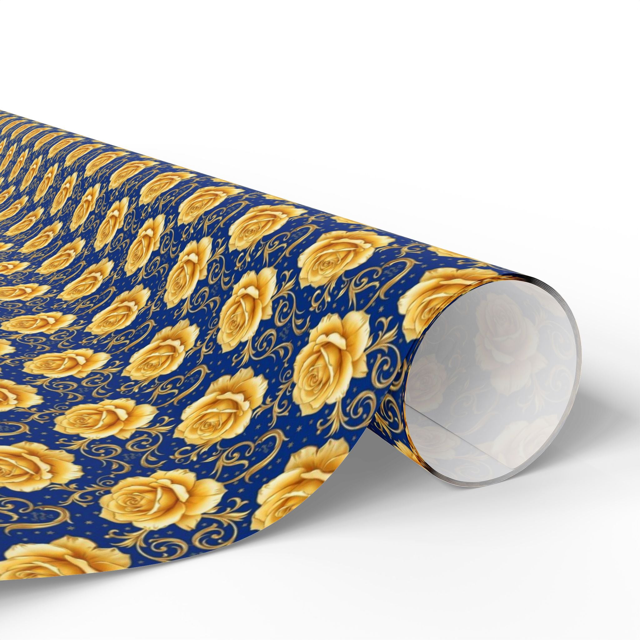 Yellow Tea Rose & Gold Filigree Pattern — African American Gift Wrap by Family Wrap Co.