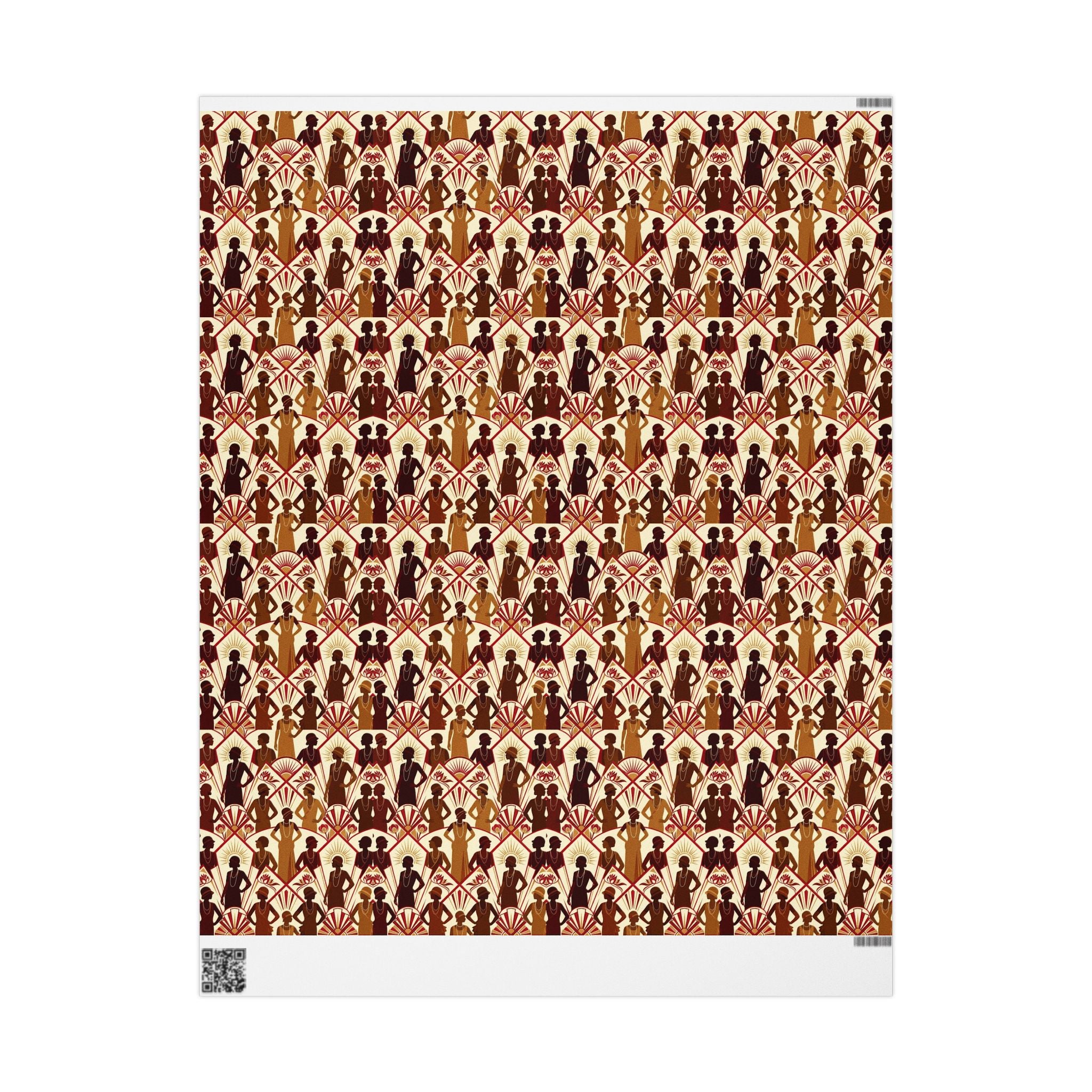 Crimson & Cream Art Deco Silhouettes Wrapping Paper — Family Wrap Co.