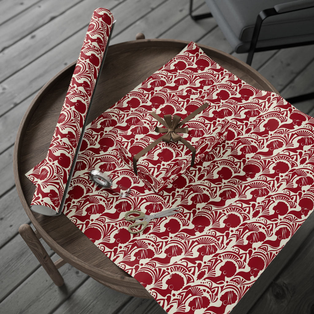 Crimson & Cream Modern Silhouette Rhythm Gift Wrap — Family Wrap Co.