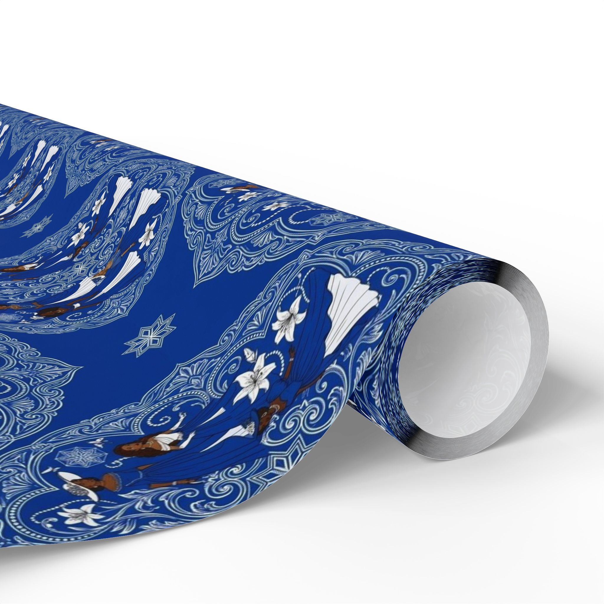 Royal Blue White Strolling Reverie Wrapping Paper — Family Wrap Co.