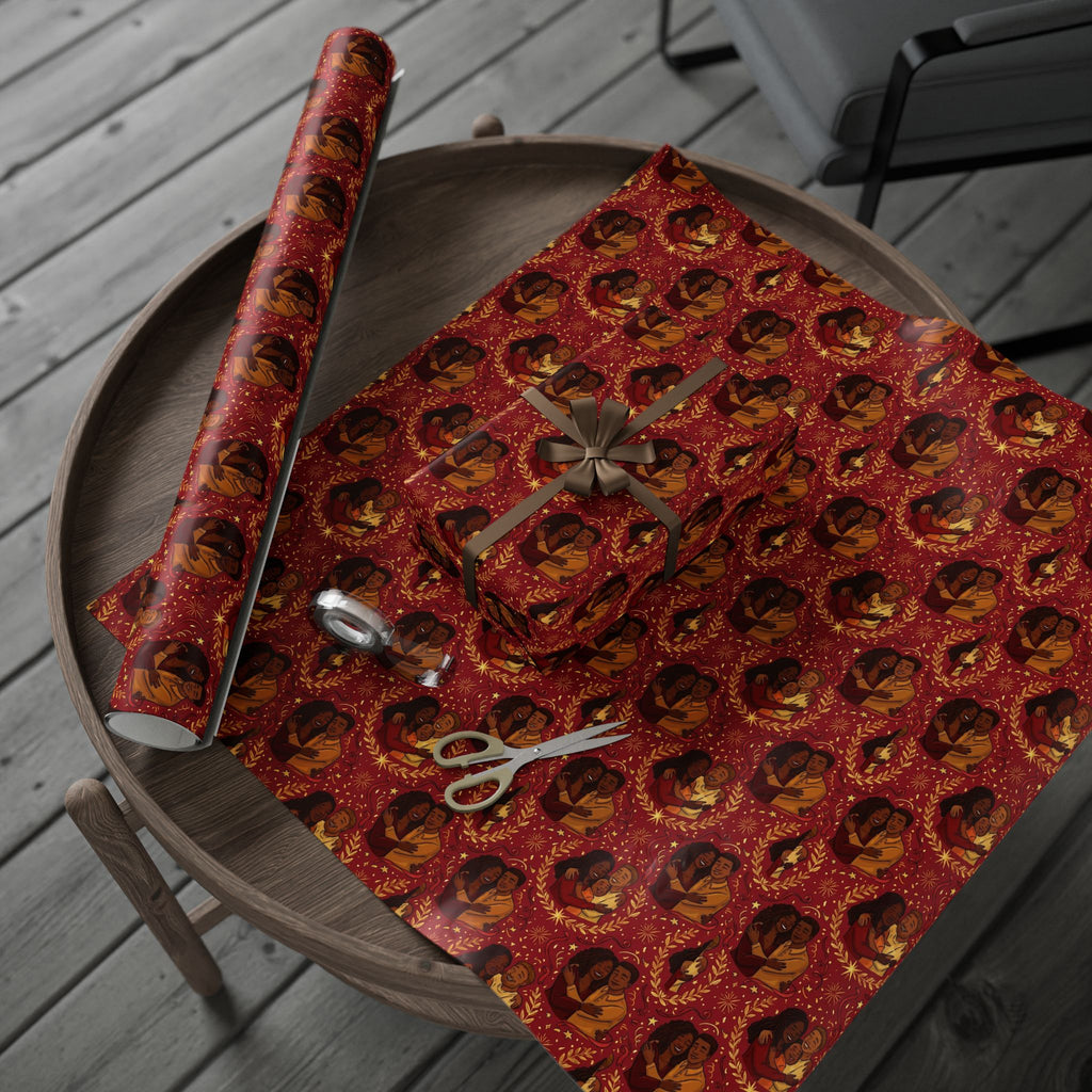 Crimson & Gold Festive Families Wrapping Paper — Family Wrap Co.