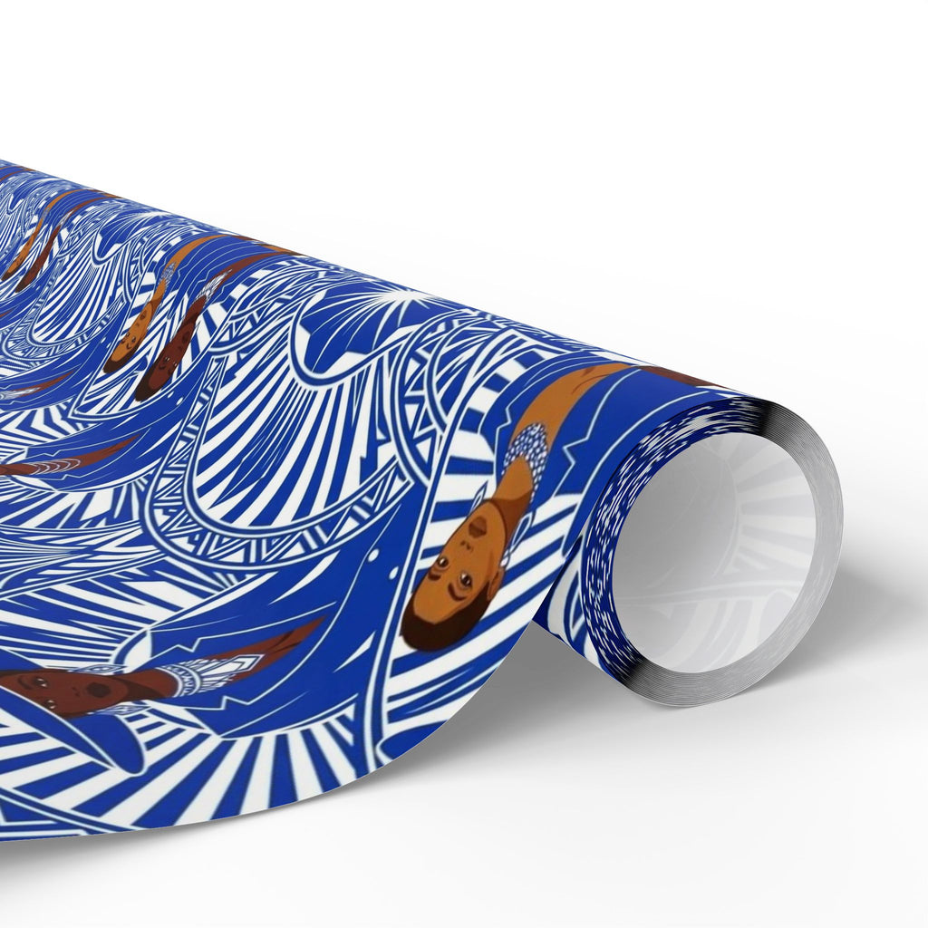 Royal Blue & White Art Deco Royalty Wrapping Paper — Family Wrap Co.