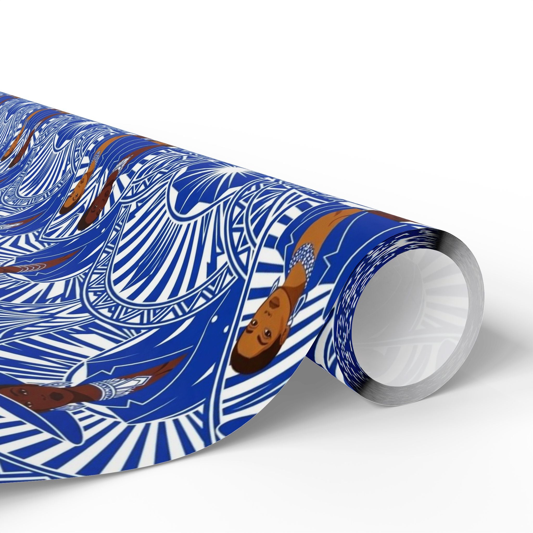 Royal Blue & White Art Deco Royalty Wrapping Paper — Family Wrap Co.