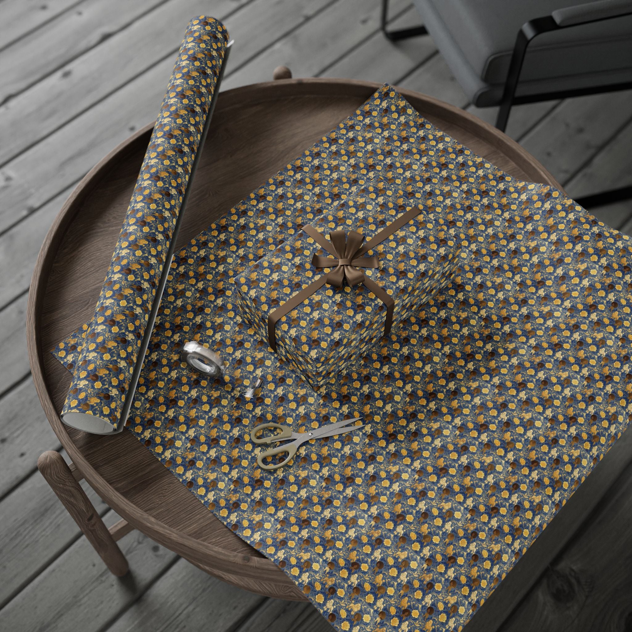 Sapphire Crown & Golden Bloom — African American Gift Wrap by Family Wrap Co.