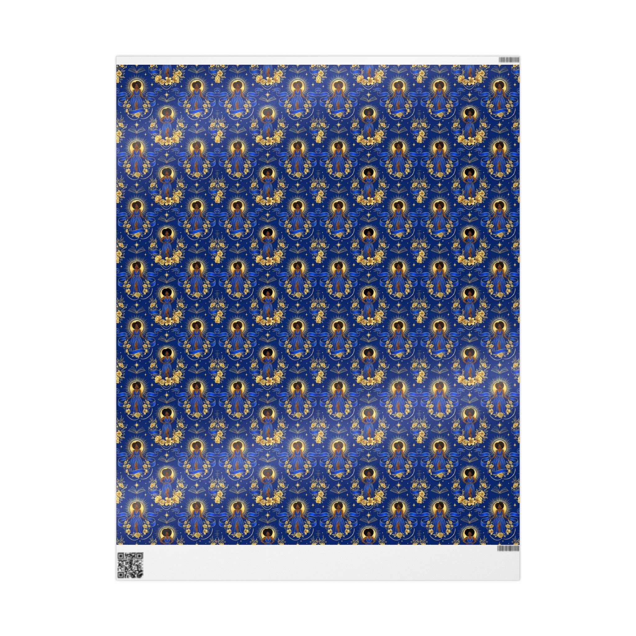 Blue & Gold Radiant Wisdom Wrapping Paper — Family Wrap Co.