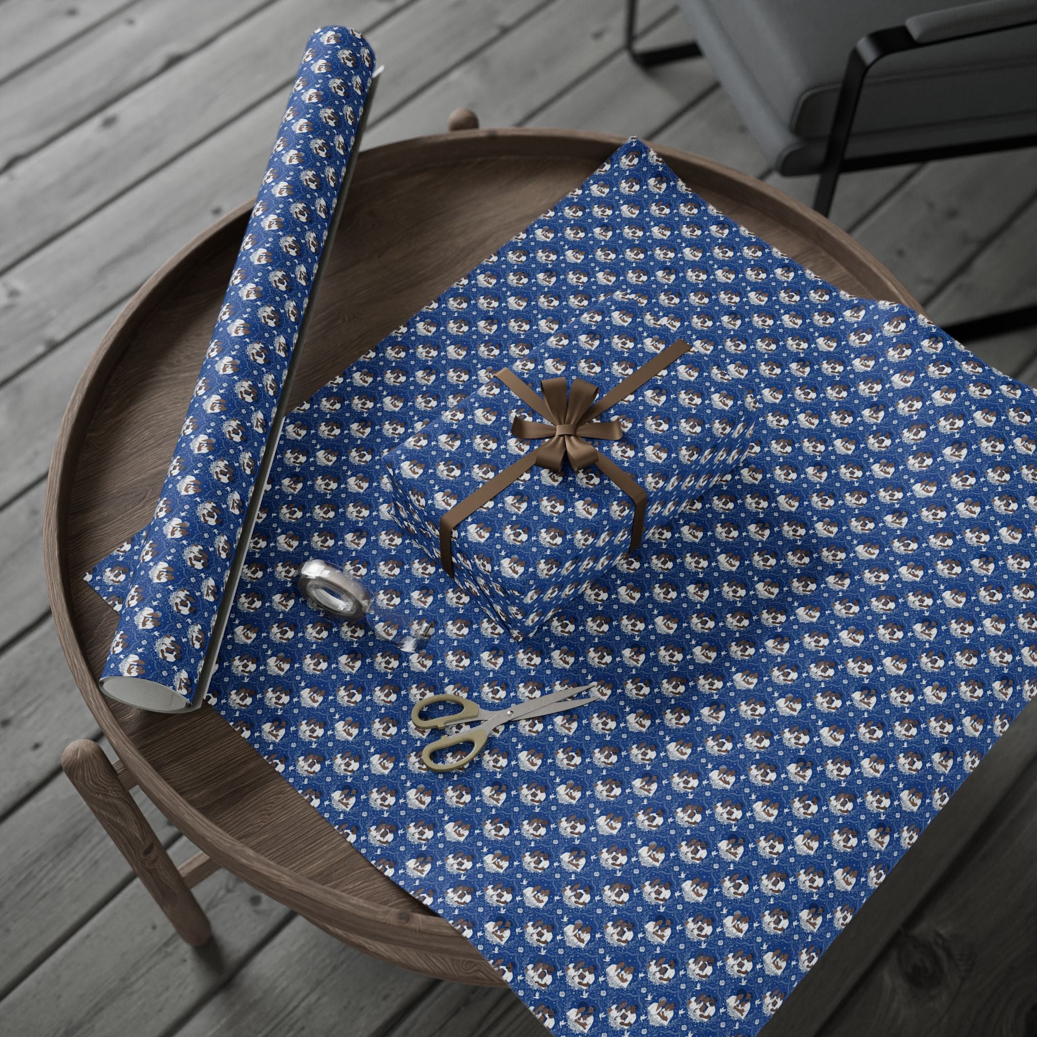 Royal Blue & White Star Rise -- Families of Light — African American Gift Wrap by Family Wrap Co.