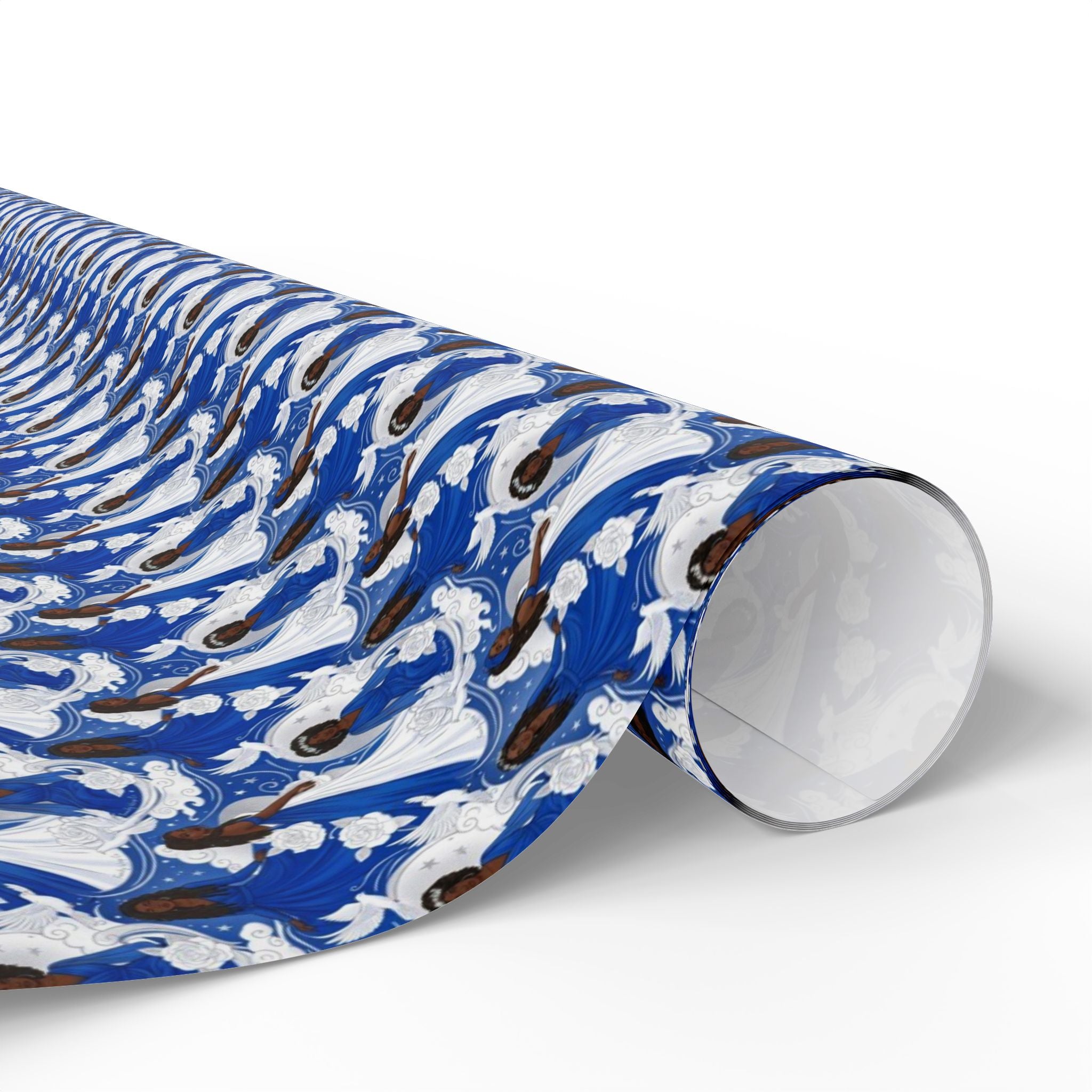 Royal Blue & White Dove Sky -- Women of Grace — African American Gift Wrap by Family Wrap Co.