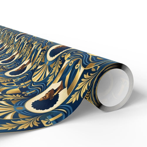 Blue & Gold Modern Muse Mosaic Wrapping Paper — Family Wrap Co.